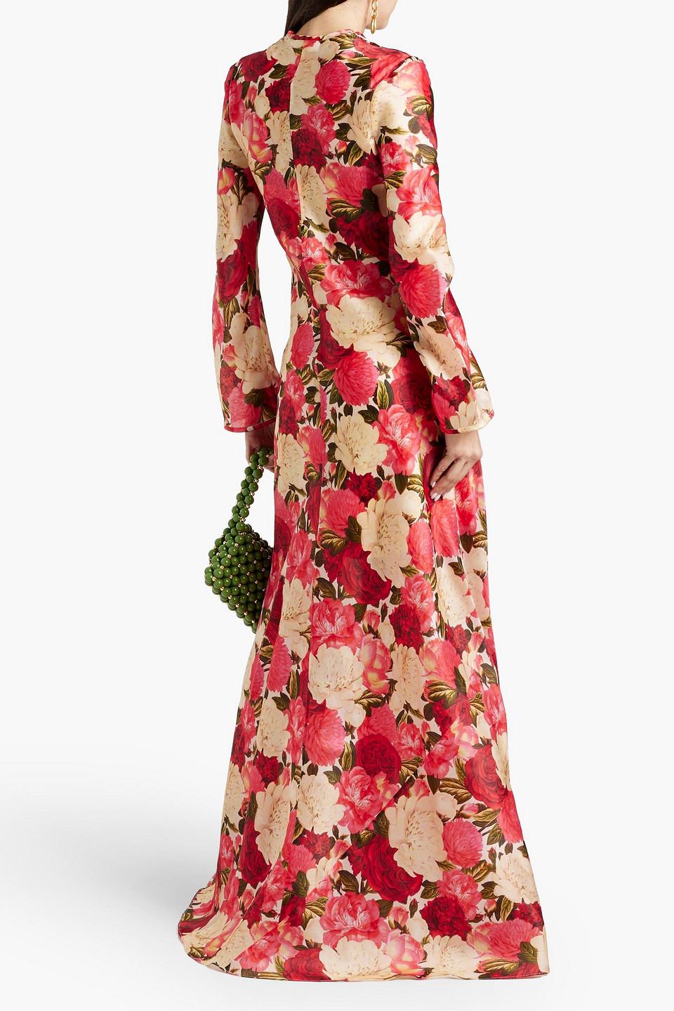 Zimmermann Floral-print Silk-organza Gown in Red Lyst