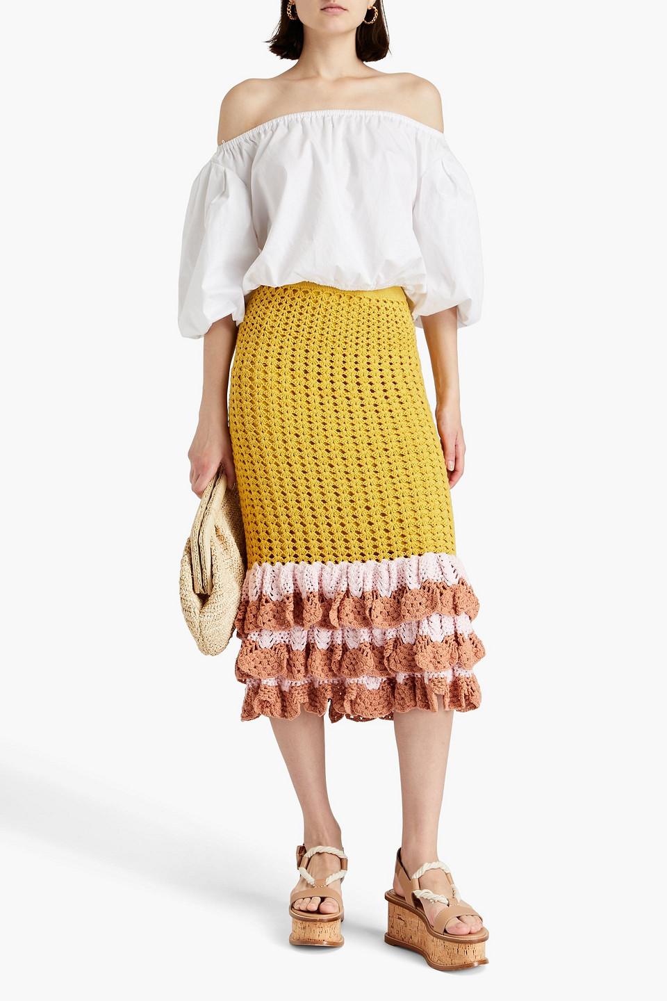 スカート ZIMMERMANN Women Mid Skirts 3267SS251S25GVSCP YELLOW Yellow Floral Acacia Scallop Midi Skirt | Zimmermann