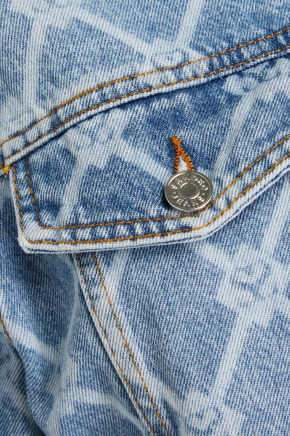 Sandro Printed Denim Jacket in Blue Lyst UK
