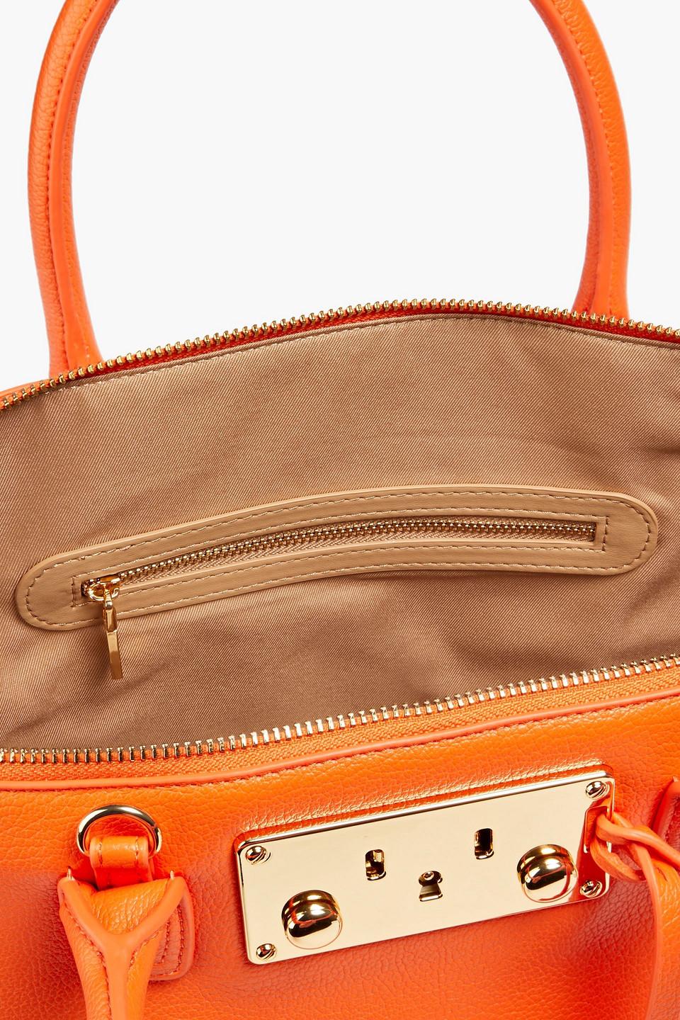 Love Moschino Faux Textured Leather Tote in Orange Lyst UK