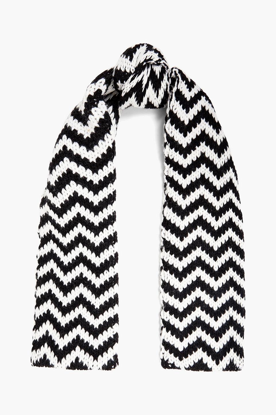 crochet black and white scarf