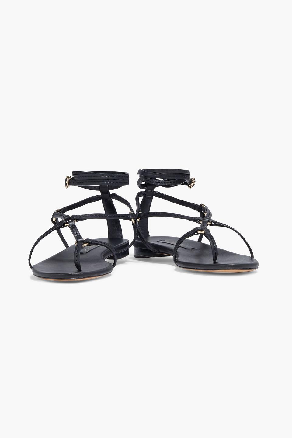 3.1 Phillip Lim Louise Ring-embellished Leather Sandals in Black | Lyst