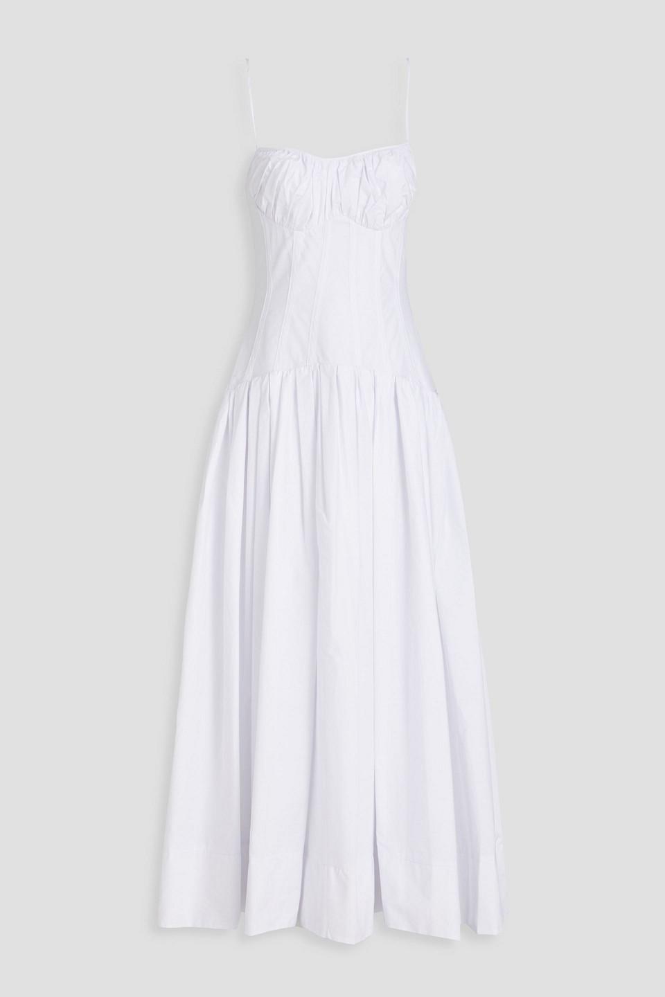 Nicholas Dolma Gathered Cotton-poplin Maxi Dress in White | Lyst