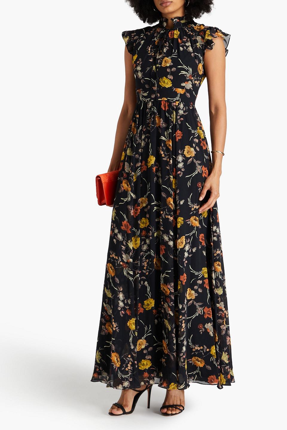 Nicholas ava floral tie neck maxi hot sale