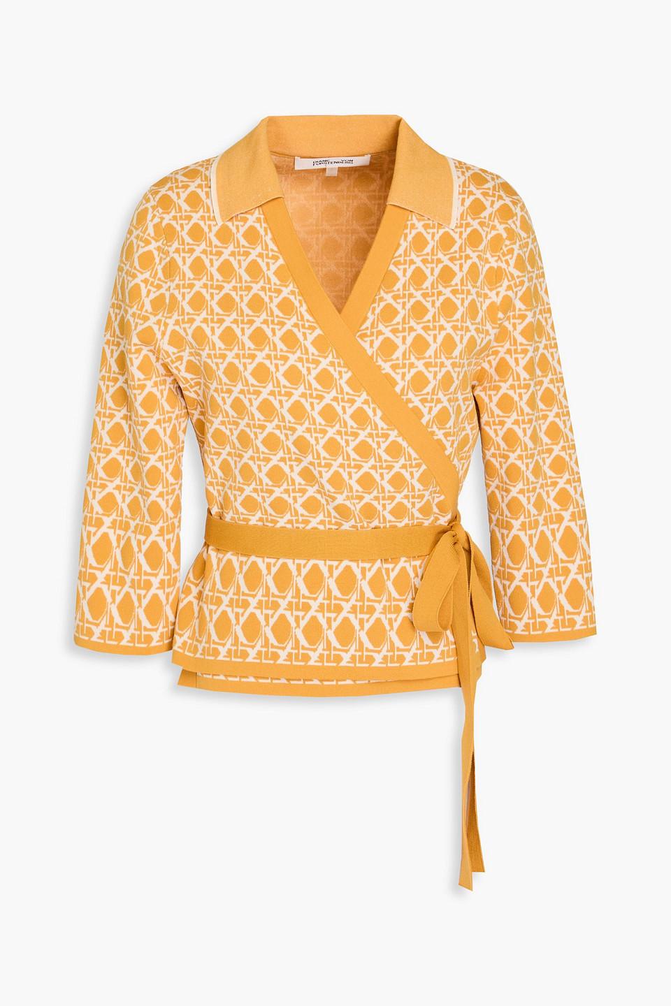 Diane von Furstenberg Meara Jacquard-knit Wrap Cardigan in Yellow