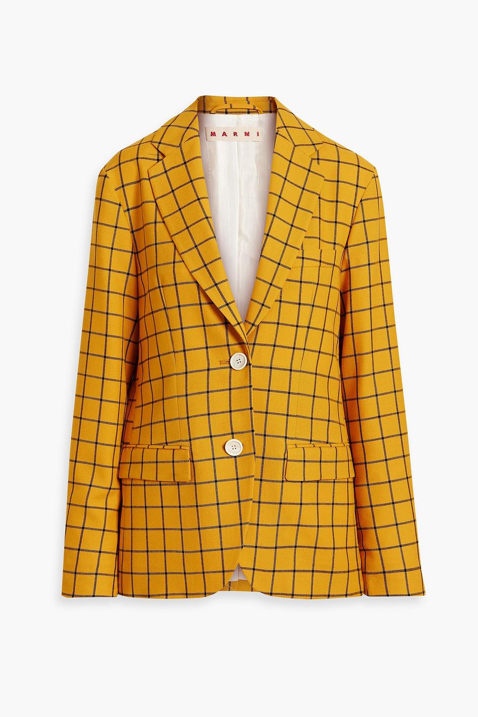 Marni Checked Wool jacquard Blazer in Yellow Lyst UK