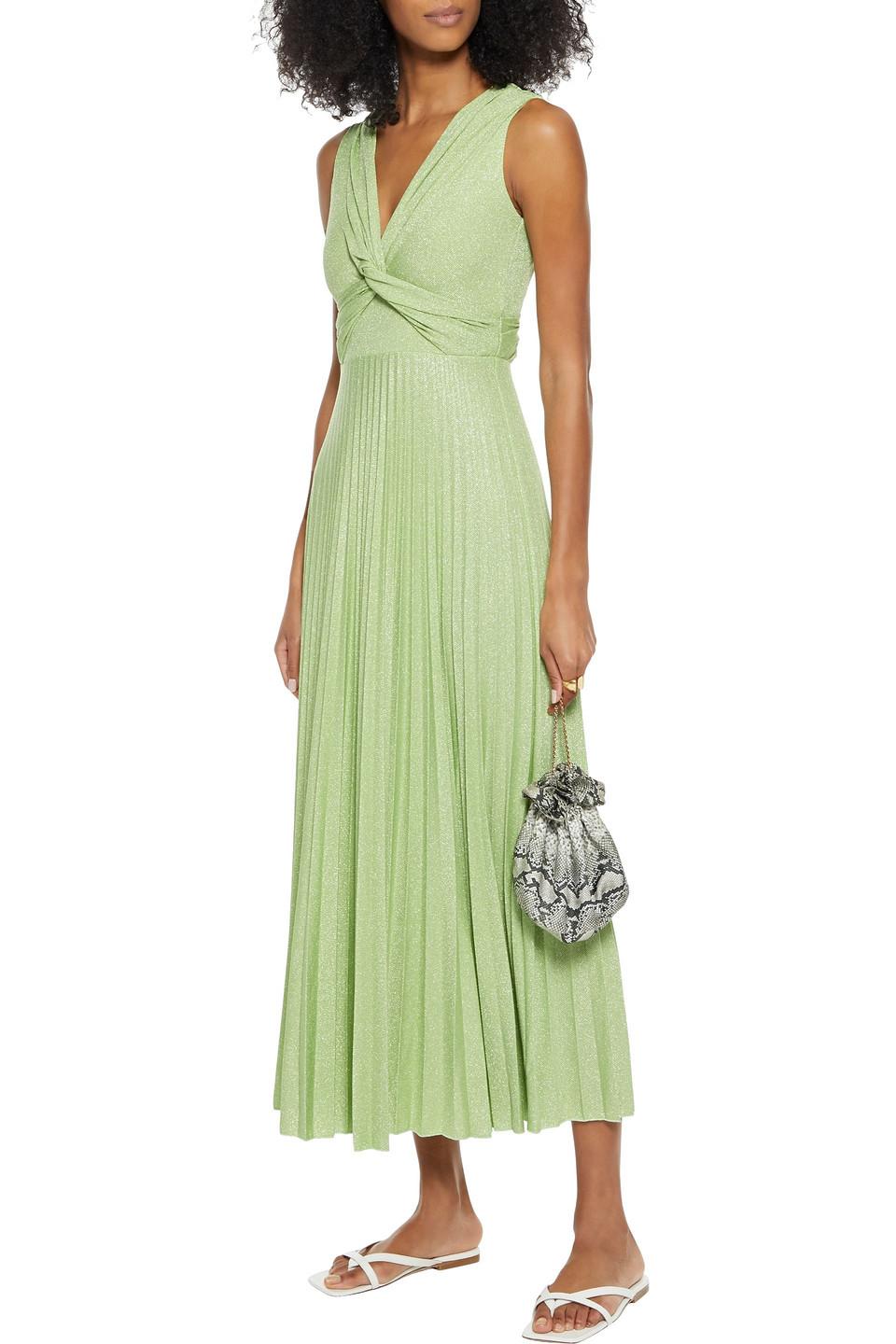 M Missoni Synthetic Twistfront Pleated Metallic Ribbedknit Maxi Dress