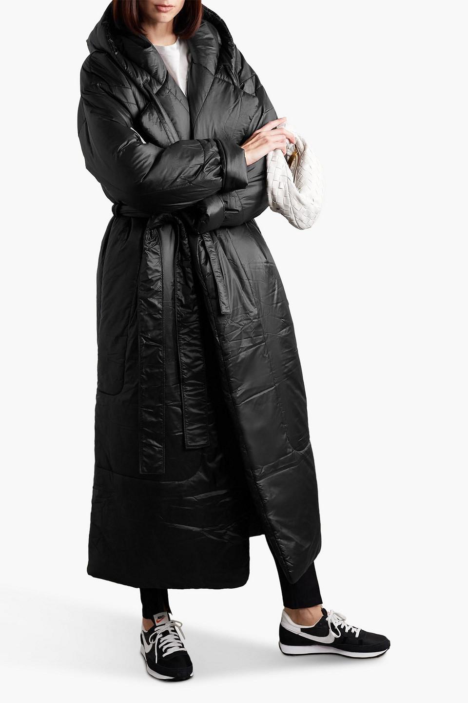 Norma Kamali Sleeping Bag Hooded Belted Shell Coat in Black
