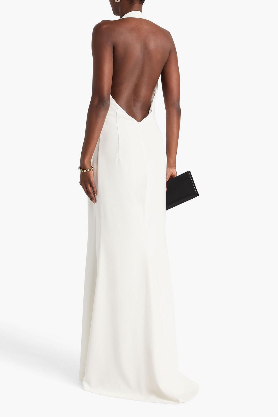 maxmara white backless dress Bi-material dress, white