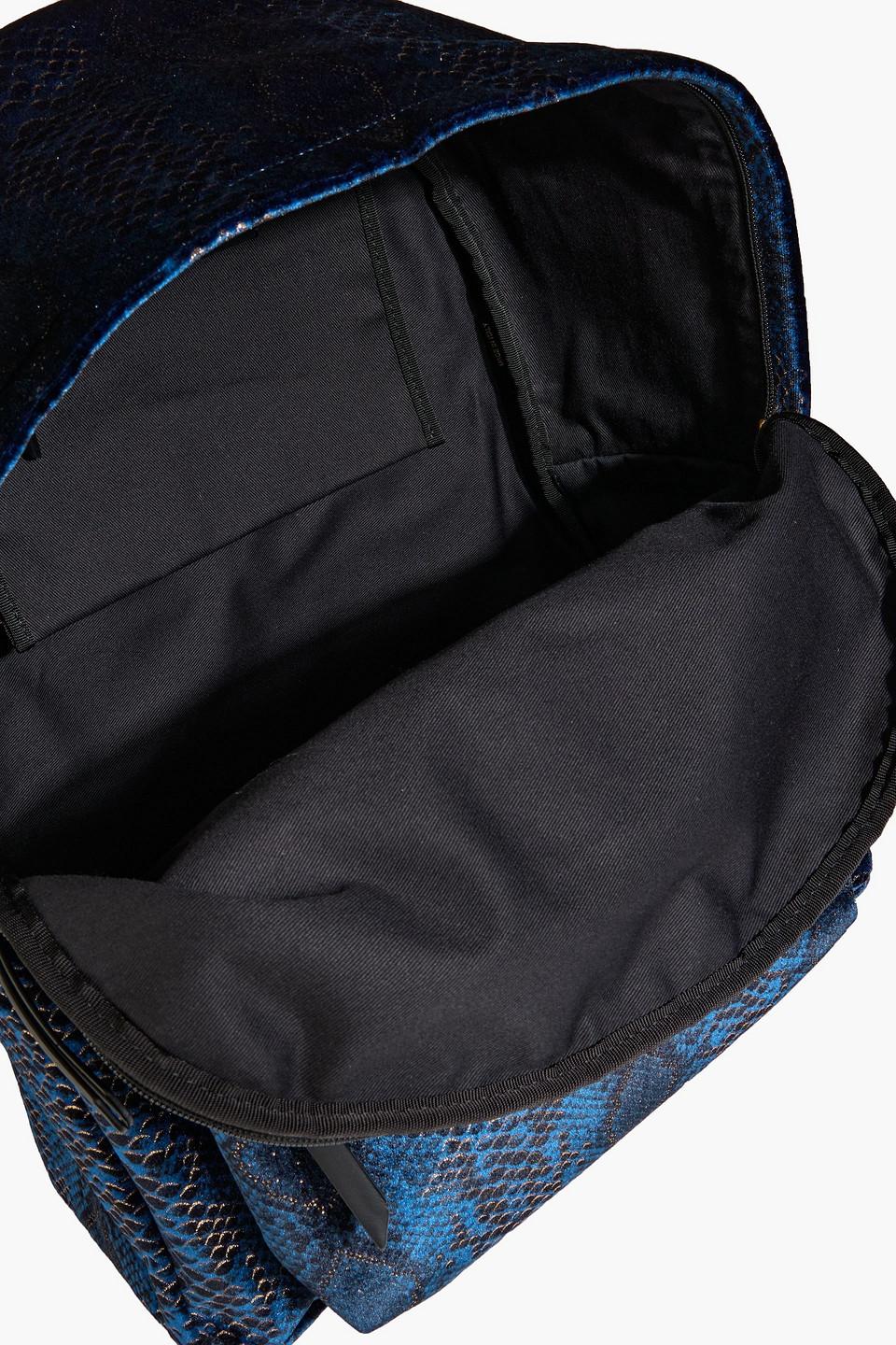 Giuseppe Zanotti Metallic Snake-print Velvet Backpack in Blue | Lyst