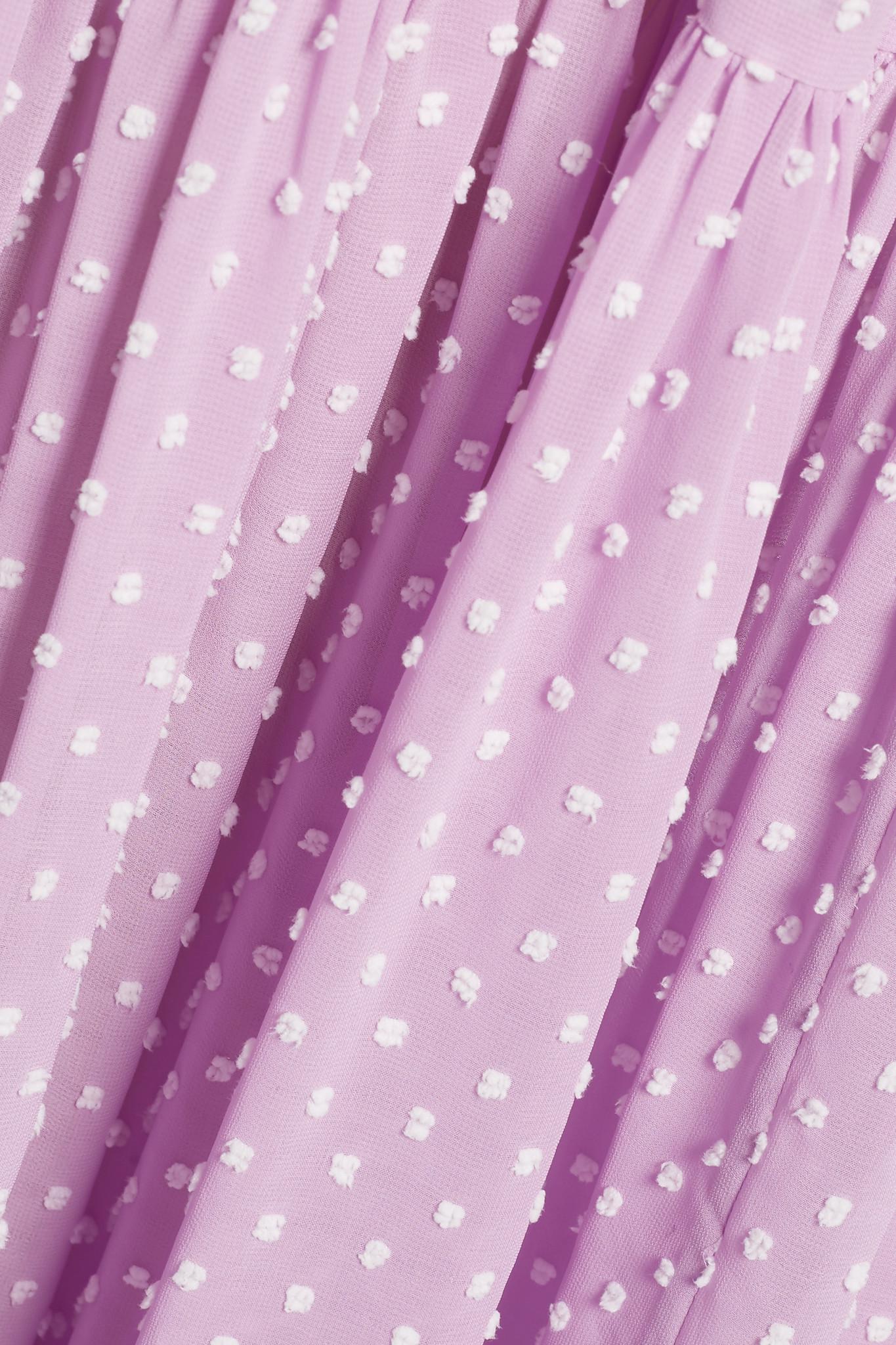 Saloni Alexia Swiss-dot Chiffon Maxi Dress in Lilac (Purple) - Lyst