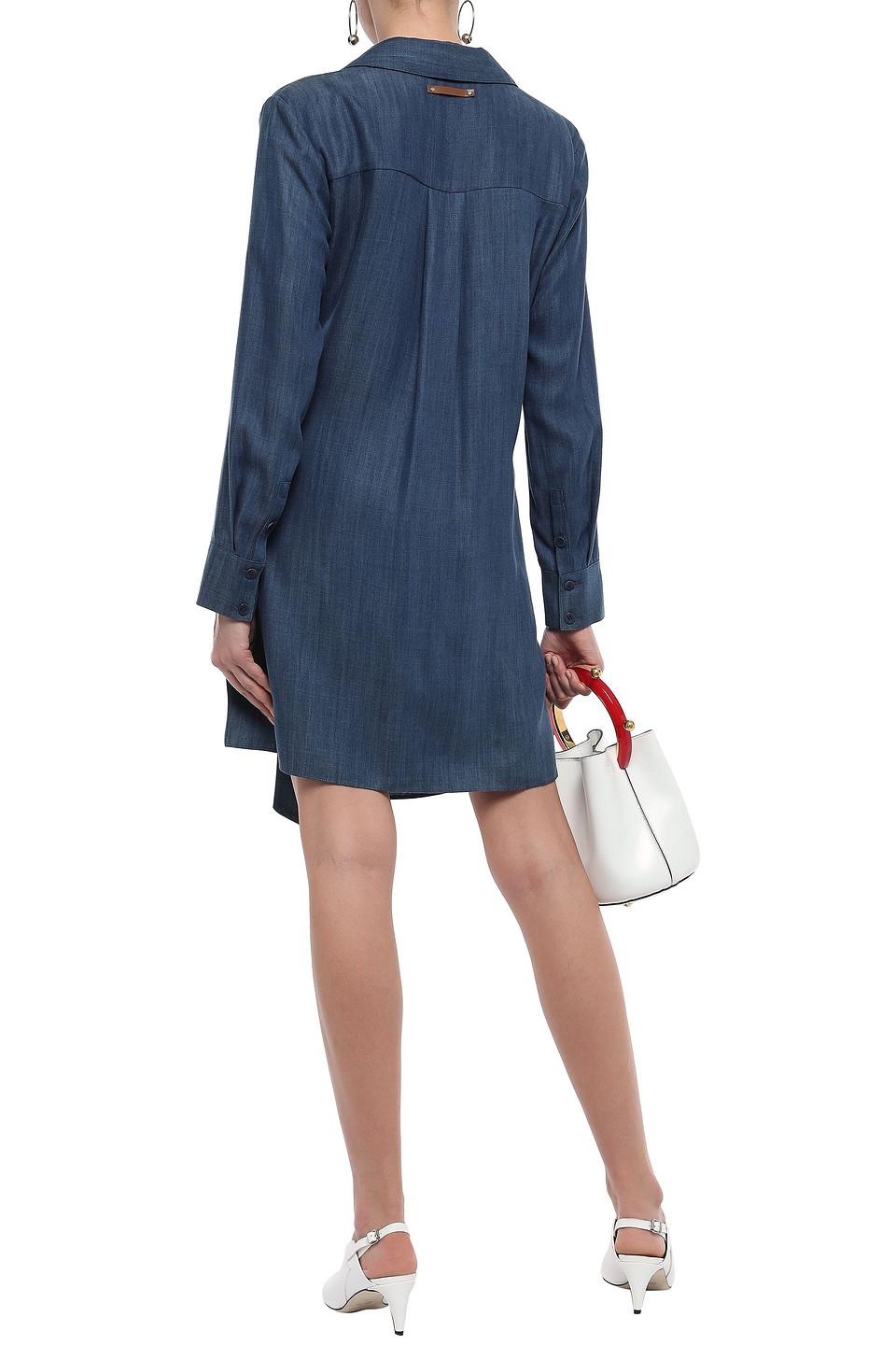 Tibi Denim Mini Wrap Dress in Blue | Lyst