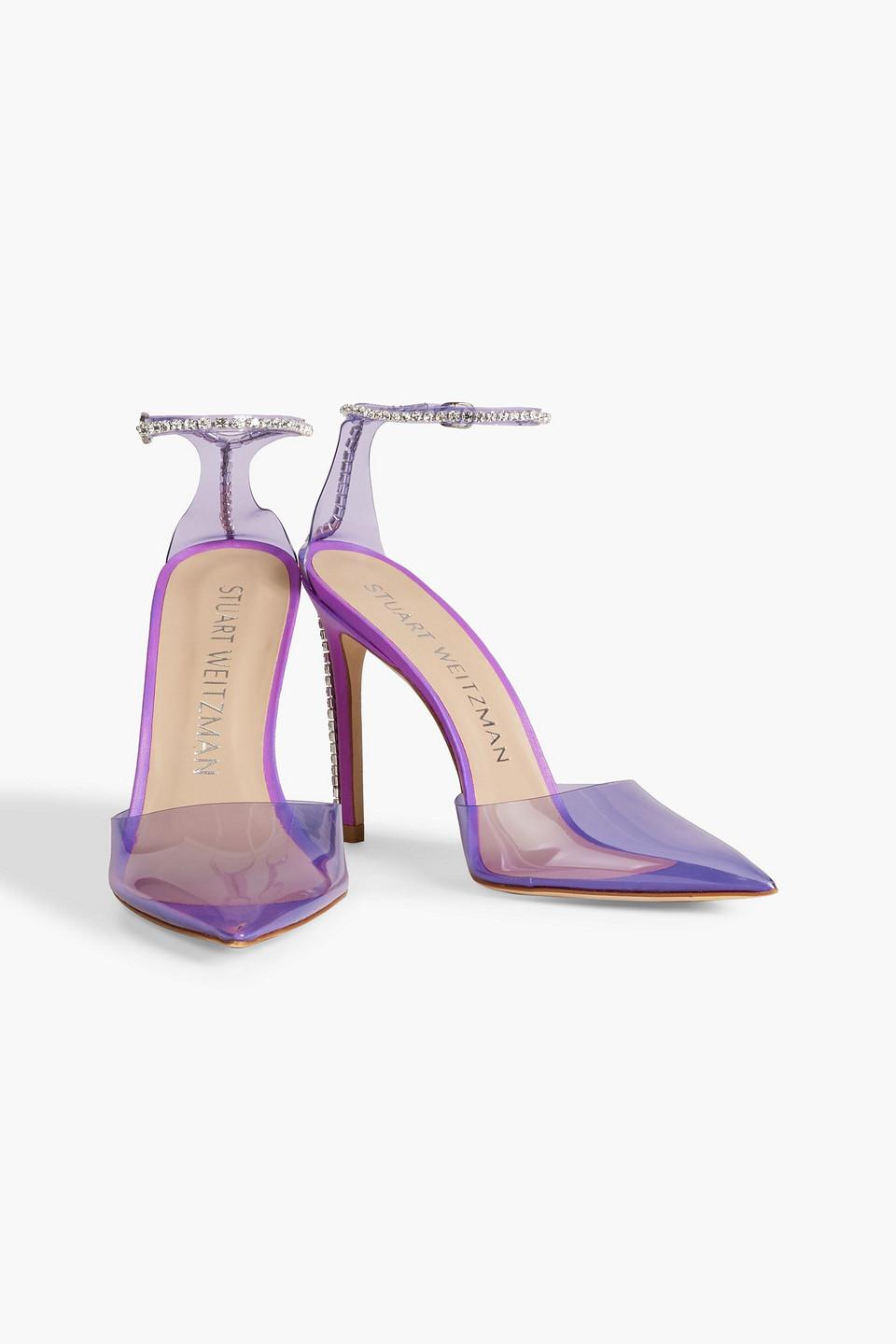 Stuart Weitzman Glam 100 Crystal-embellished Pvc Pumps in Pink | Lyst