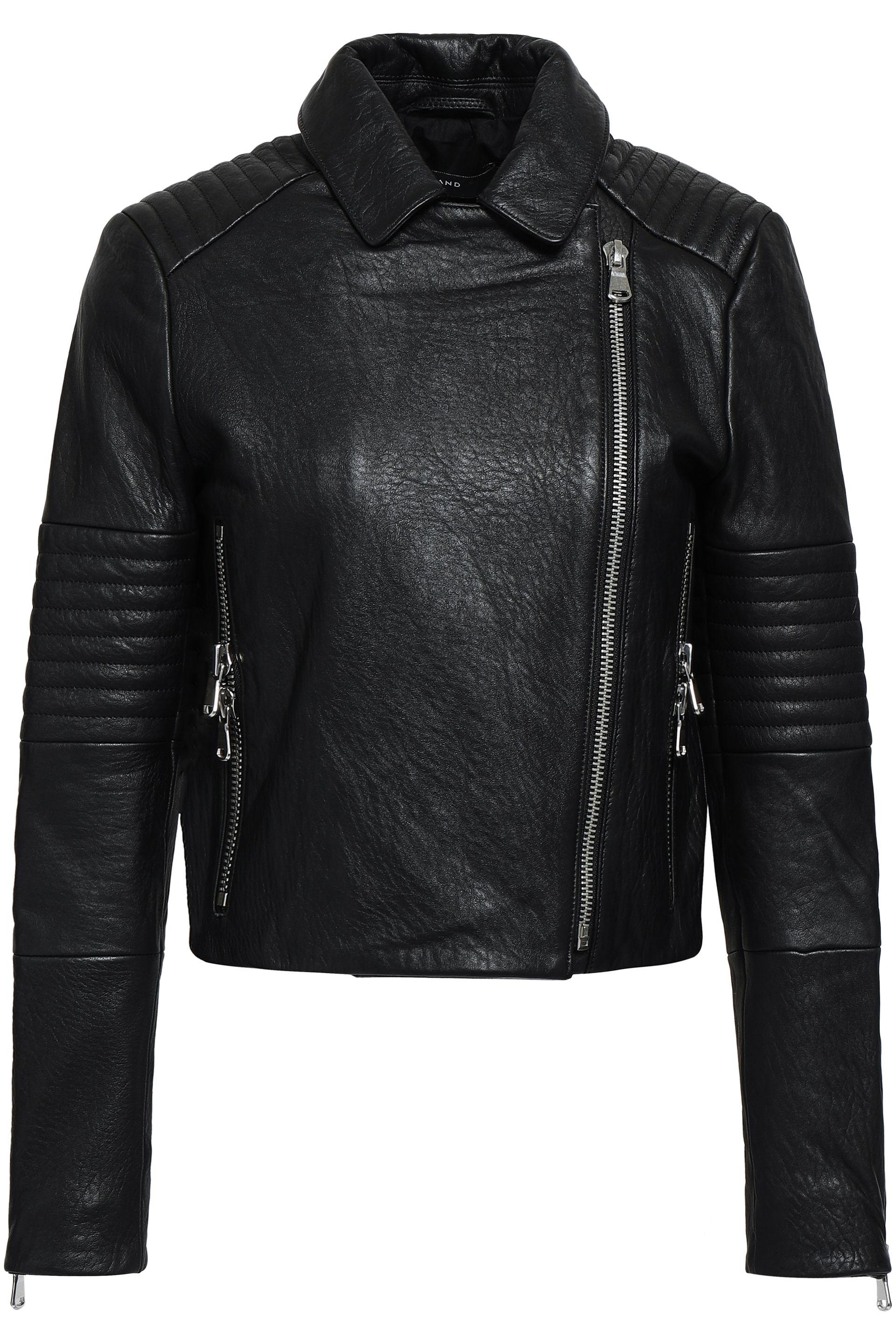 J Brand Textured-leather Biker Jacket Black - Lyst