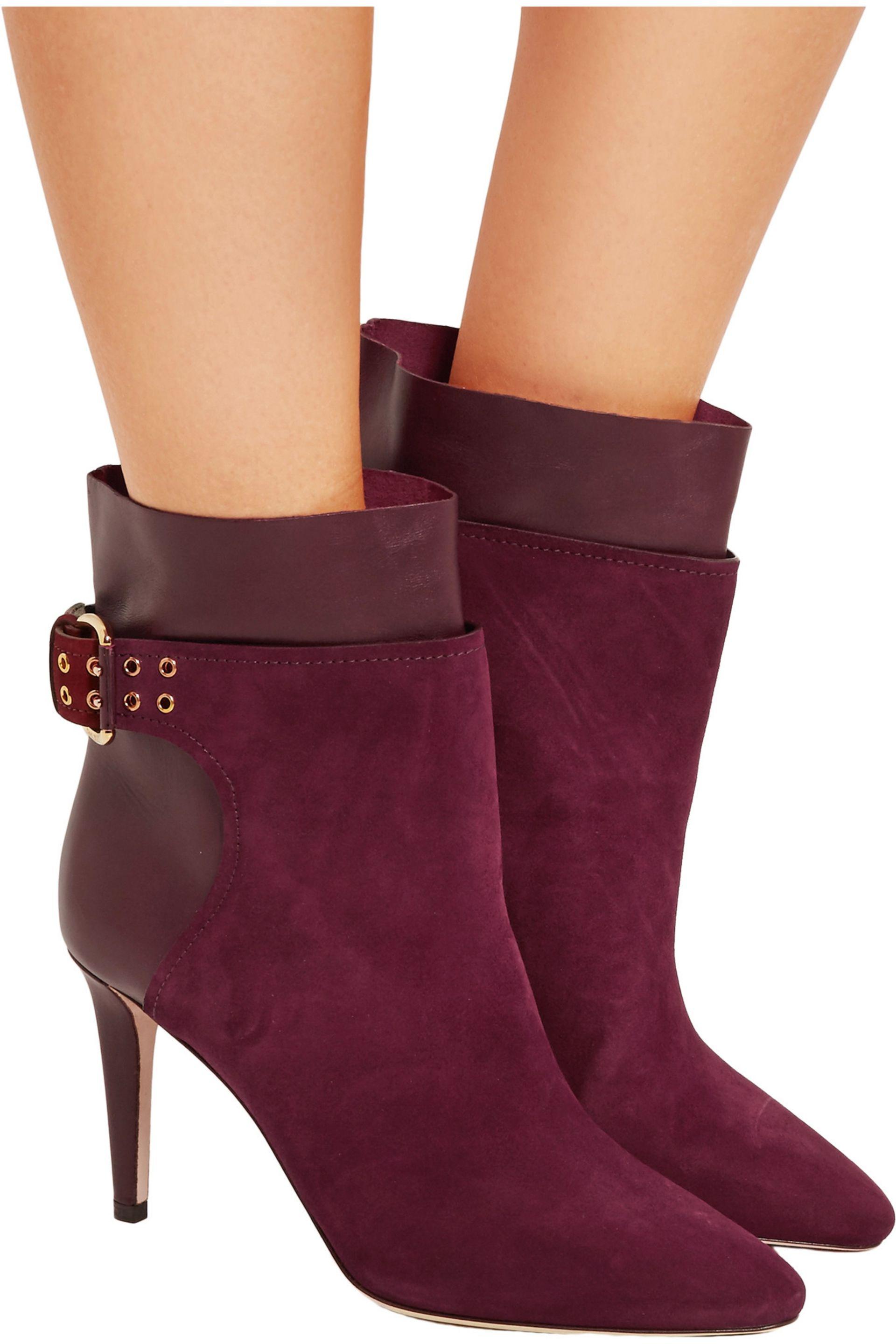 Jimmy Choo Major Suede And Leather Ankle Boots In Burgundy Purple Lyst 8249