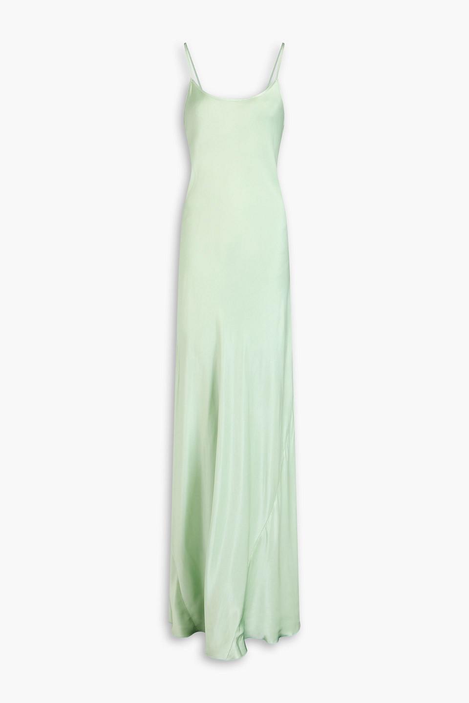 Victoria Beckham Satin Maxi Slip Dress in Green | Lyst