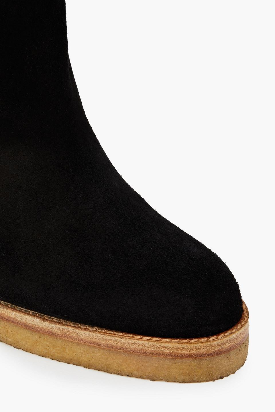 Ba&sh Leather Cassandra Suede Wedge Boots in Black | Lyst