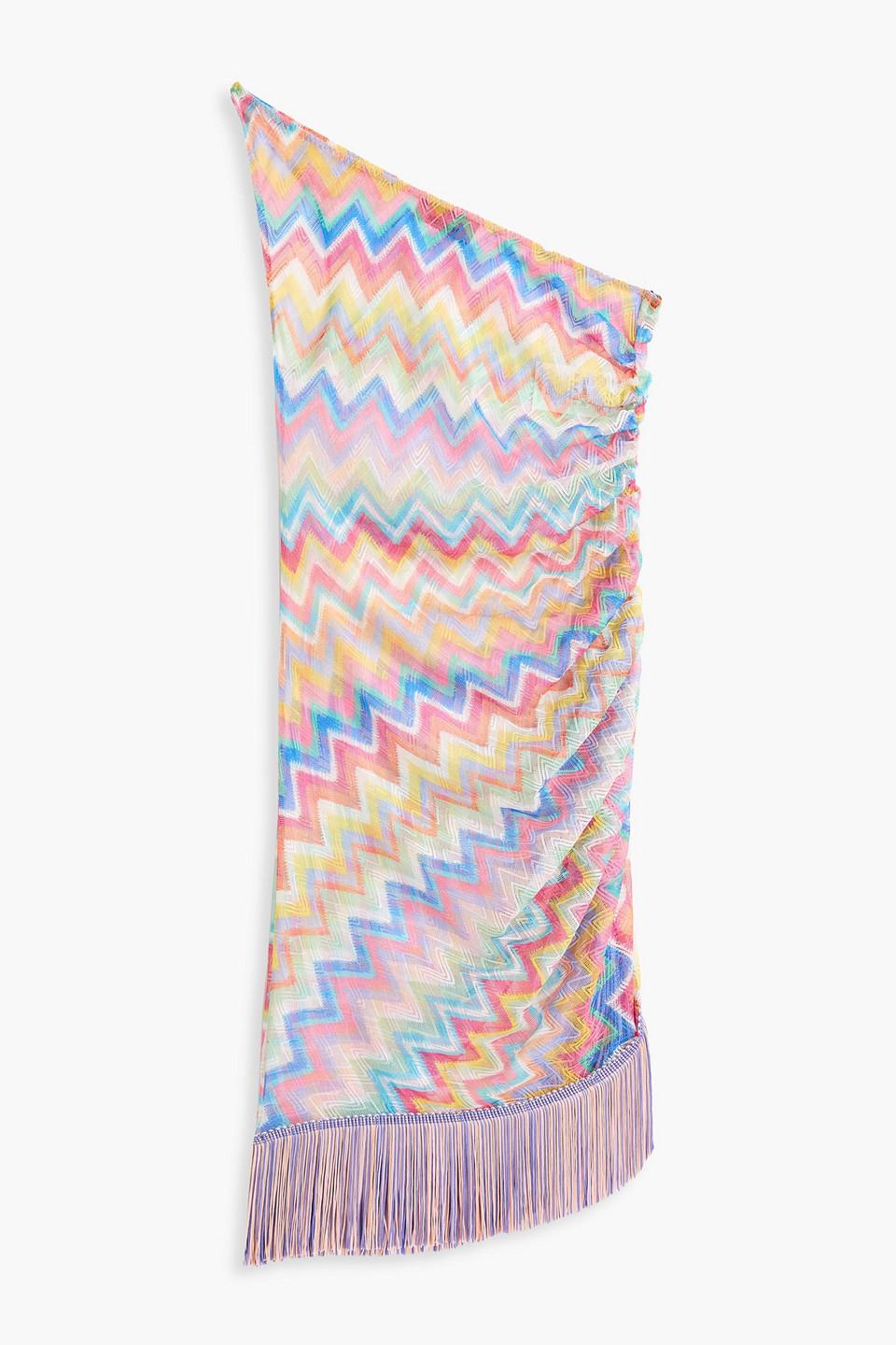 Missoni One-Shoulder Fringed Crochet-Knit Mini Dress in White | Lyst Canada