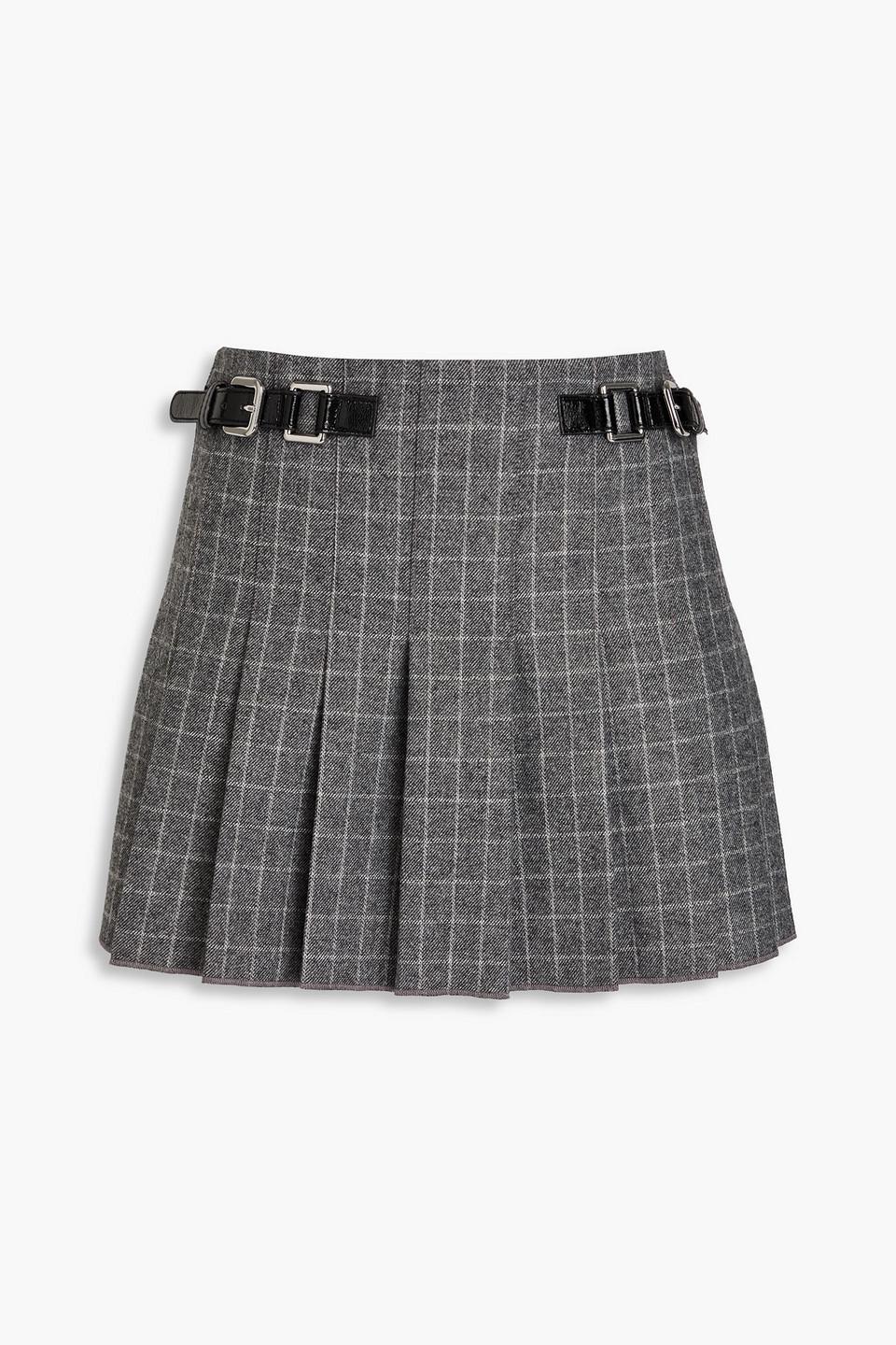 Maje Pleated Checked Twill Mini Skirt in Grey Lyst Australia
