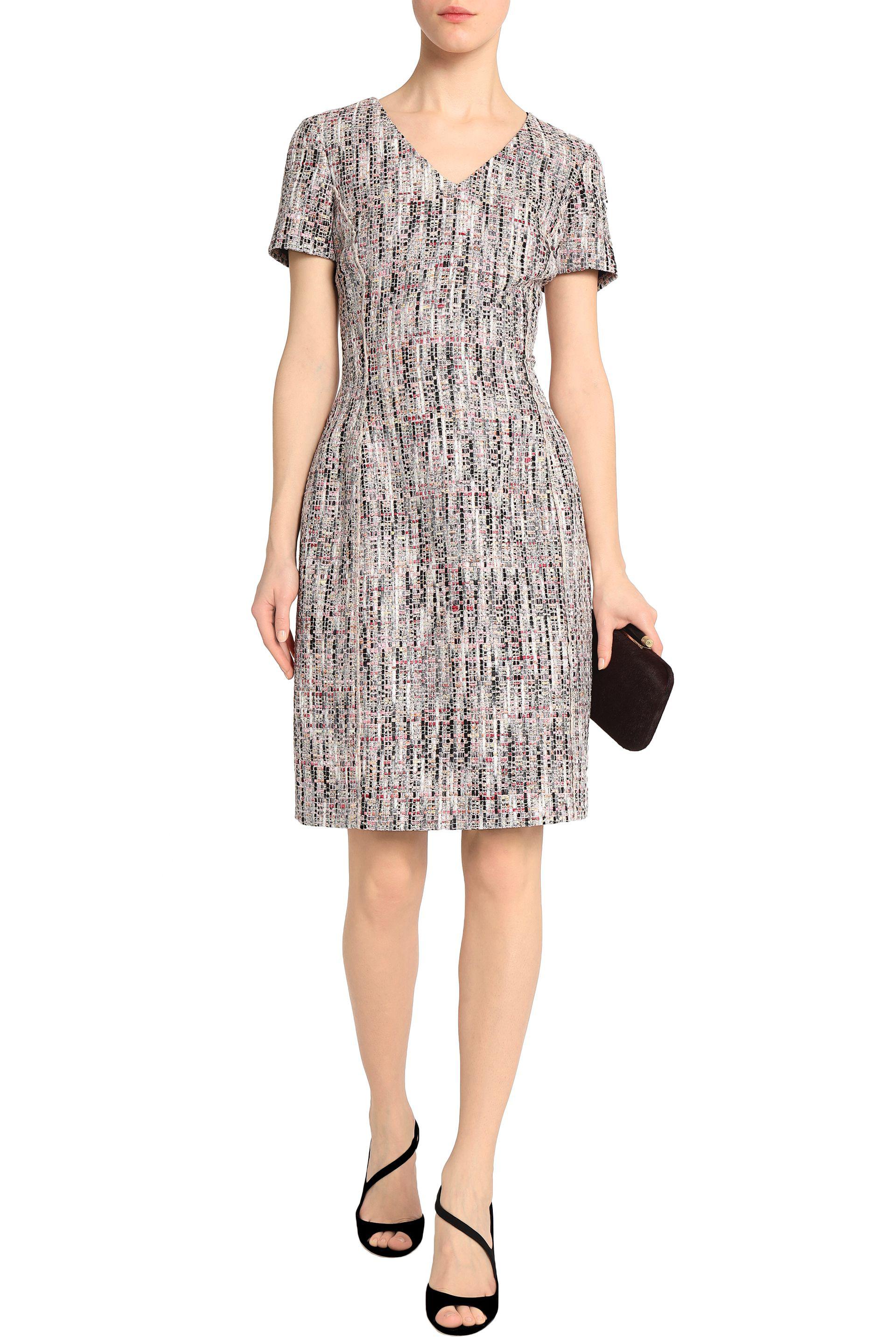 Oscar De La Renta Tweed Dress In Pink Lyst