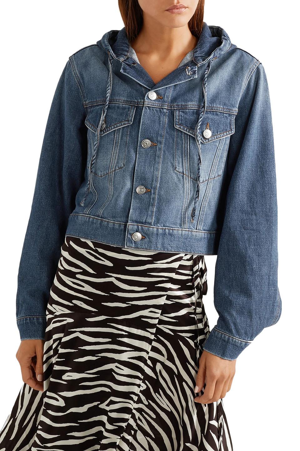 Ganni Hooded Cropped Denim Jacket Hot 