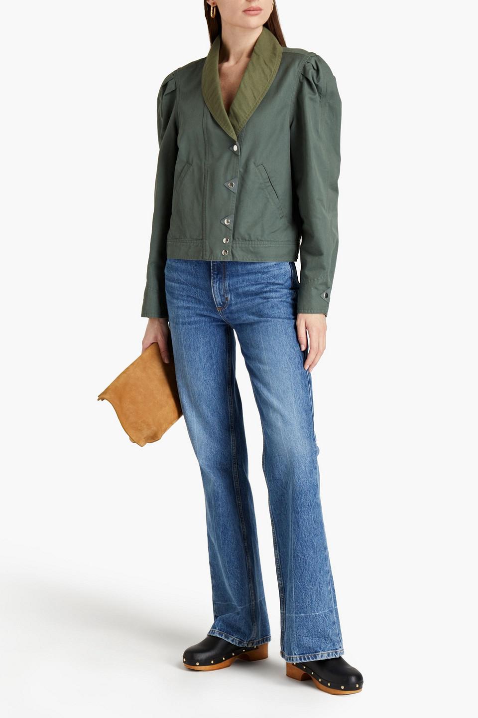 Étoile Isabel Marant Priest Two-tone Suede-trimmed Cotton-canvas Jacket in  Green | Lyst