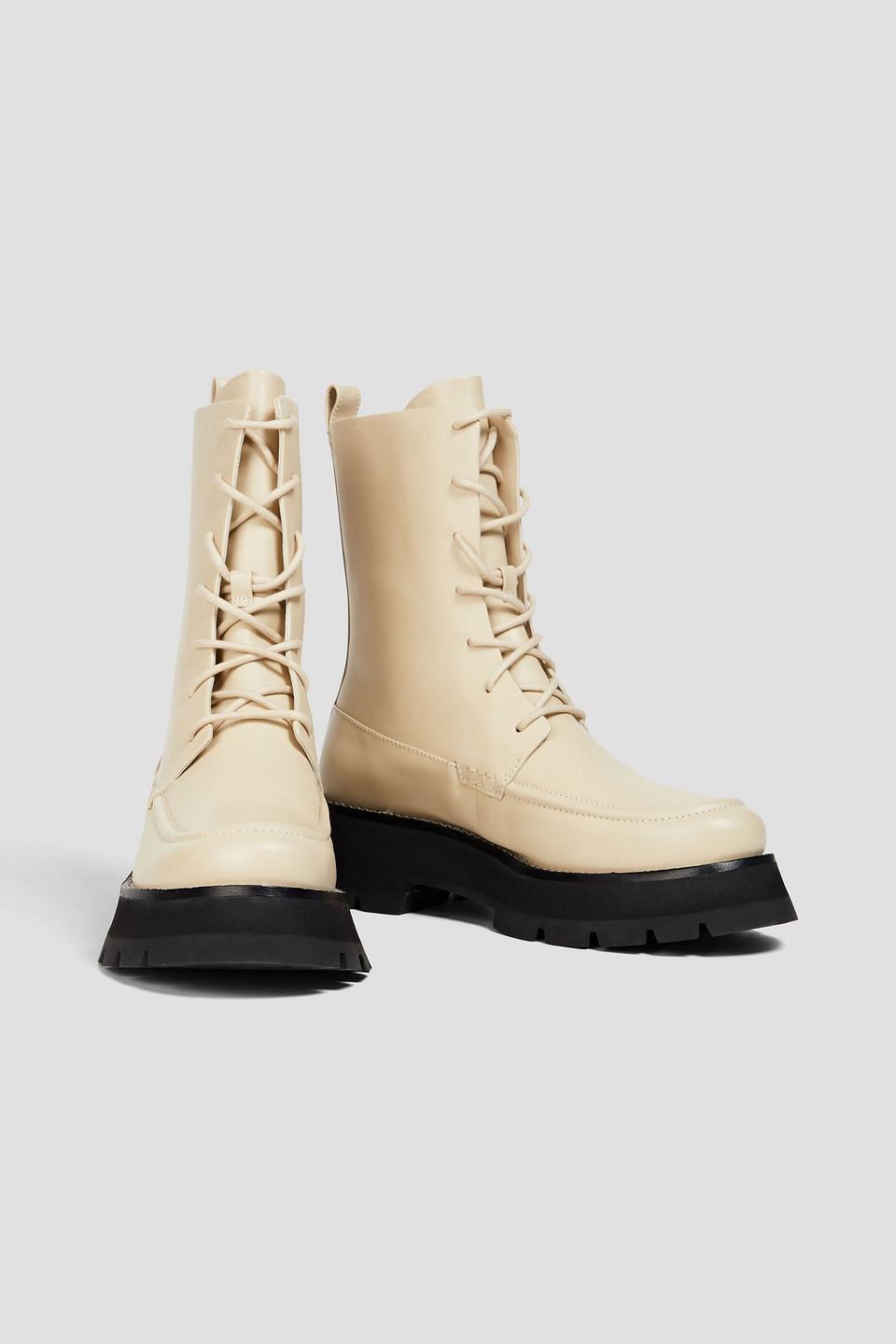 3.1 Phillip Lim Leather Combat Boots in White