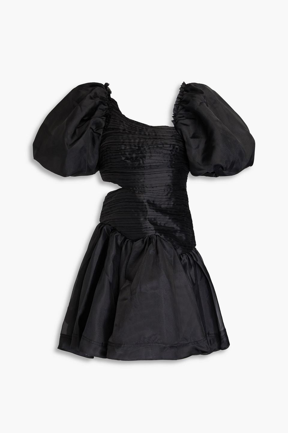Aje. Joan Asymmetric Pintucked Organza Mini Dress in Black | Lyst