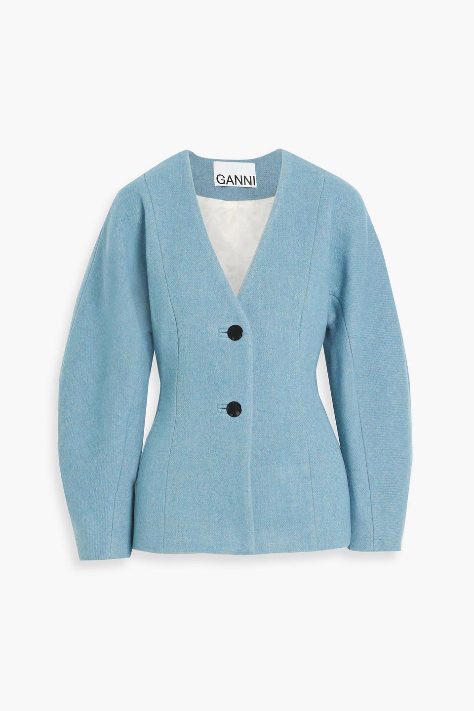 【送料&関税込】Ganni Light Blue Cotton Blazer Cotton blazer in blue - Ganni | Mytheresa
