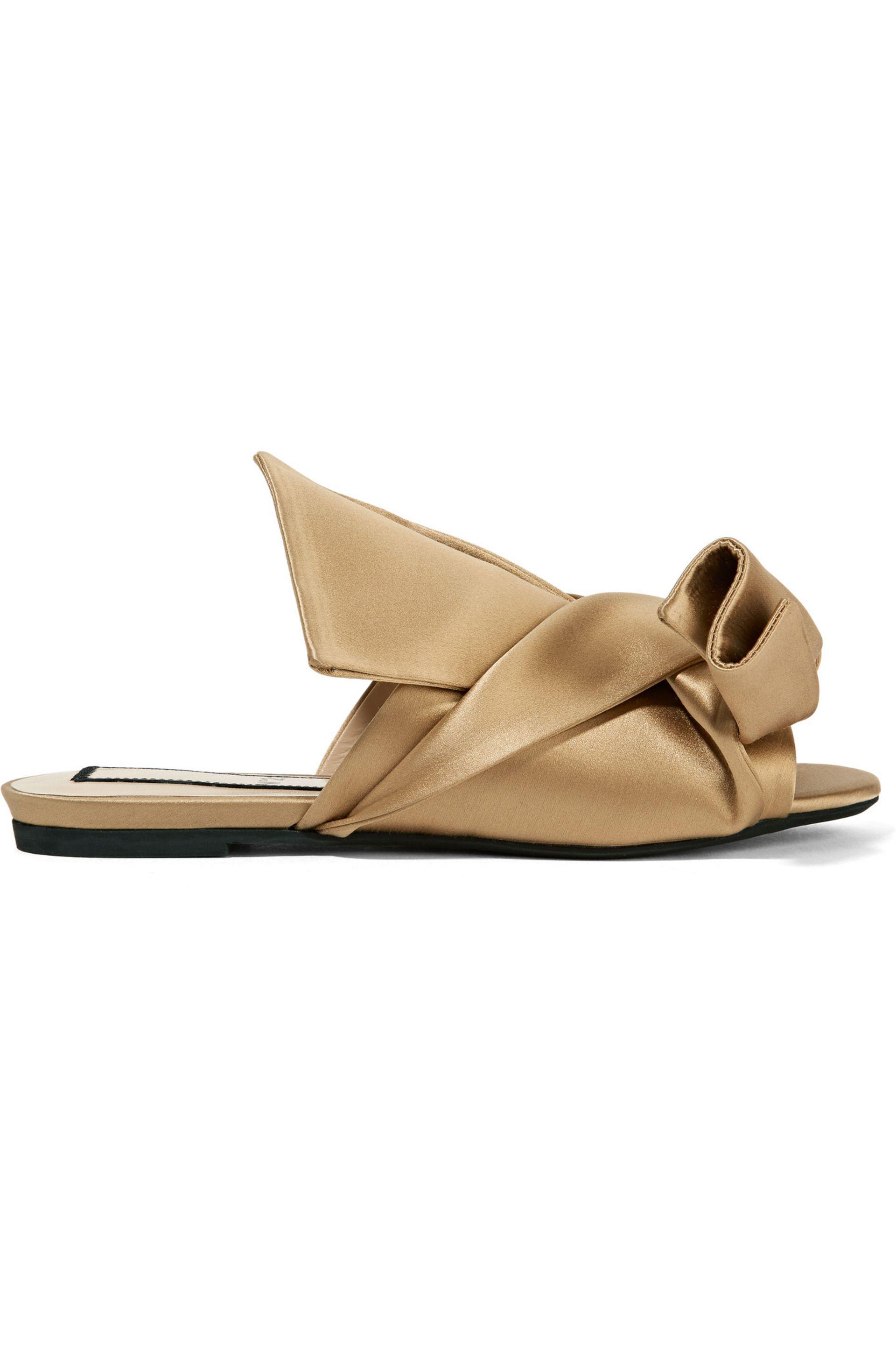 N 21 Knotted Satin Sandals  in Gold Metallic Lyst
