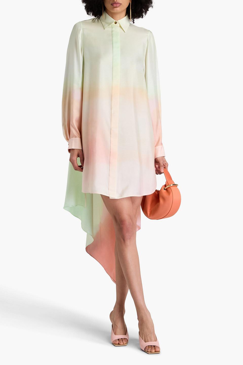 Zimmermann Natura Draped Dégradé Silk-Twill Mini Shirt Dress in
