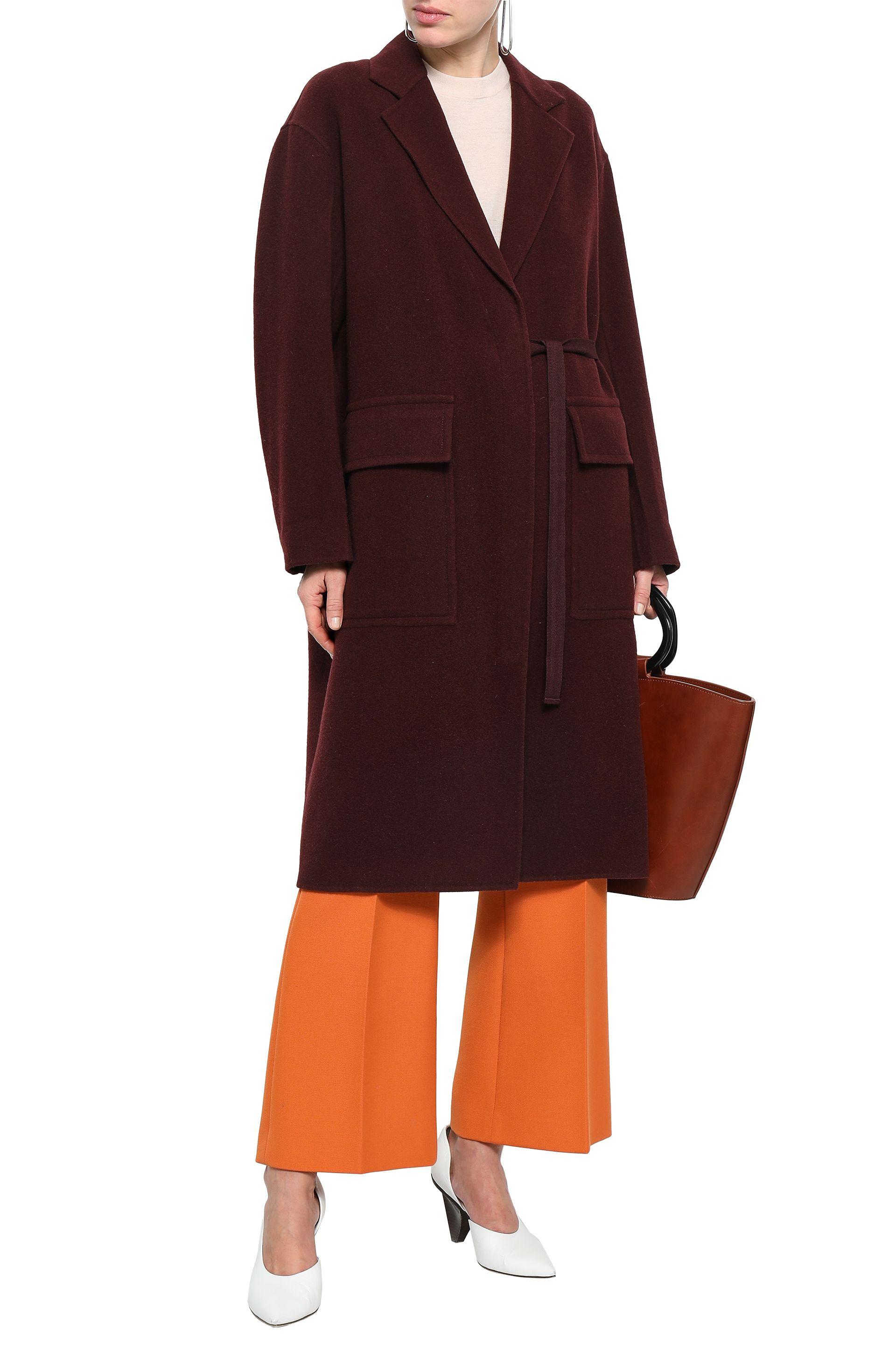 JOSEPH Belted Wool And Cashmere-blend Felt Coat Merlot - Lyst