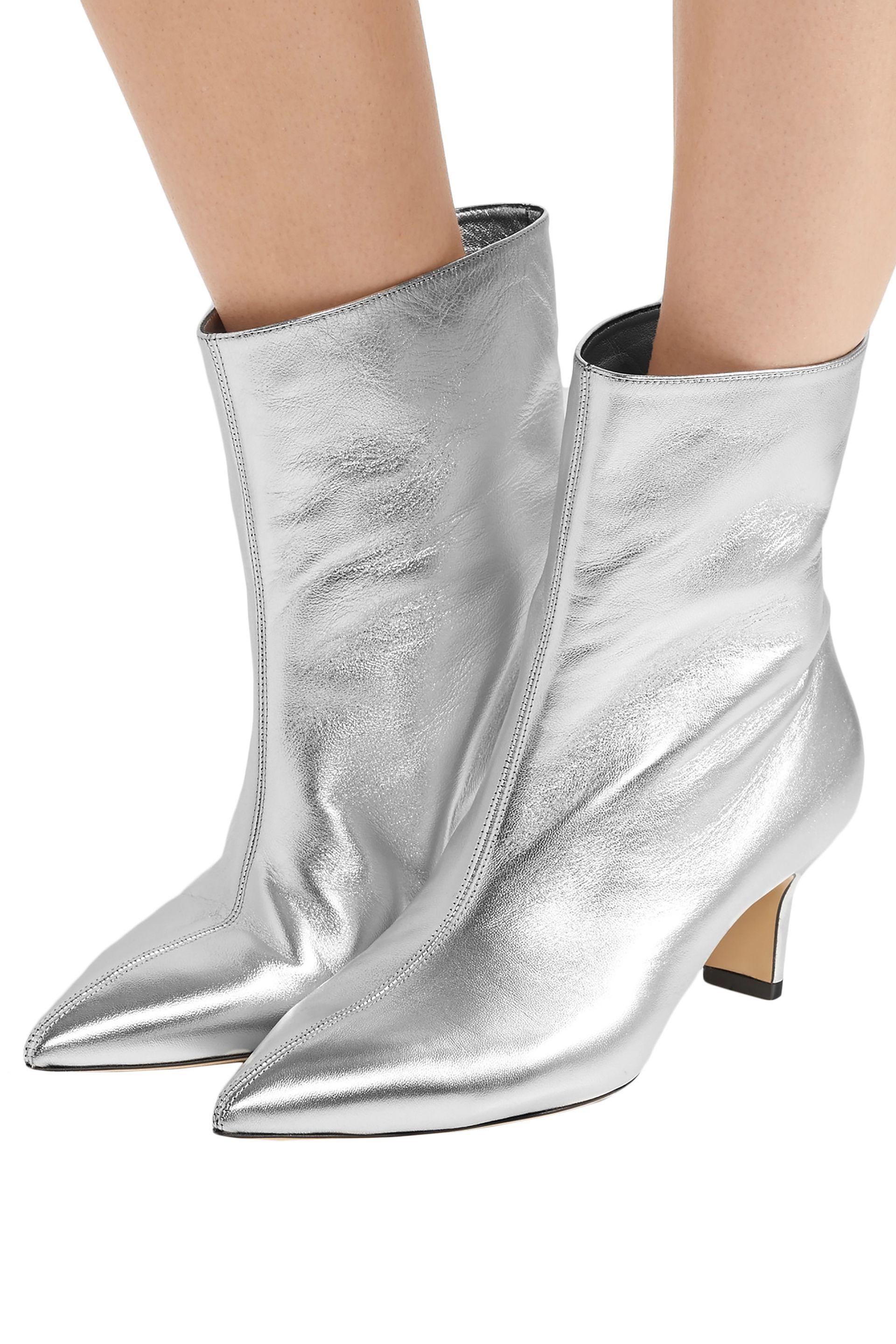 metallic silver boots