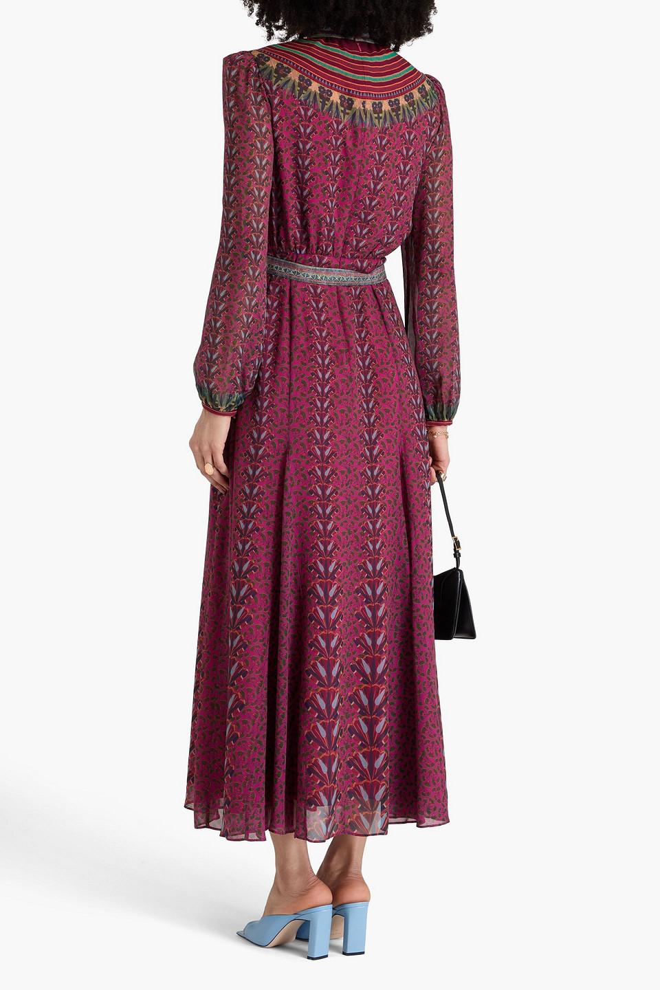 saloni purple dress Maxi Dress Saloni Purple Dress Saloni Jacqui Printed Silk-Chiffon Maxi Dress  In Purple Lyst UK