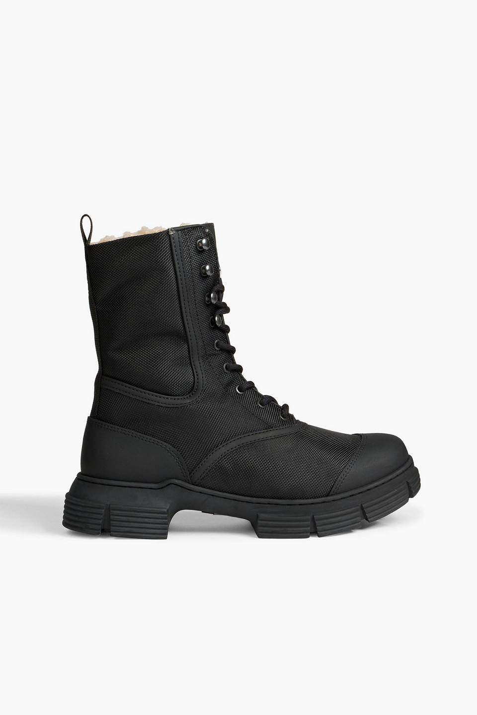 Ganni Rubbertrimmed Shell Combat Boots in Black Lyst UK