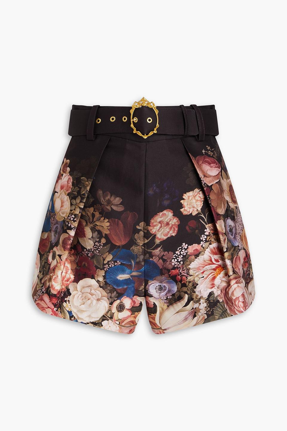 Zimmermann Belted Floral-print Silk And Cotton-blend Twill