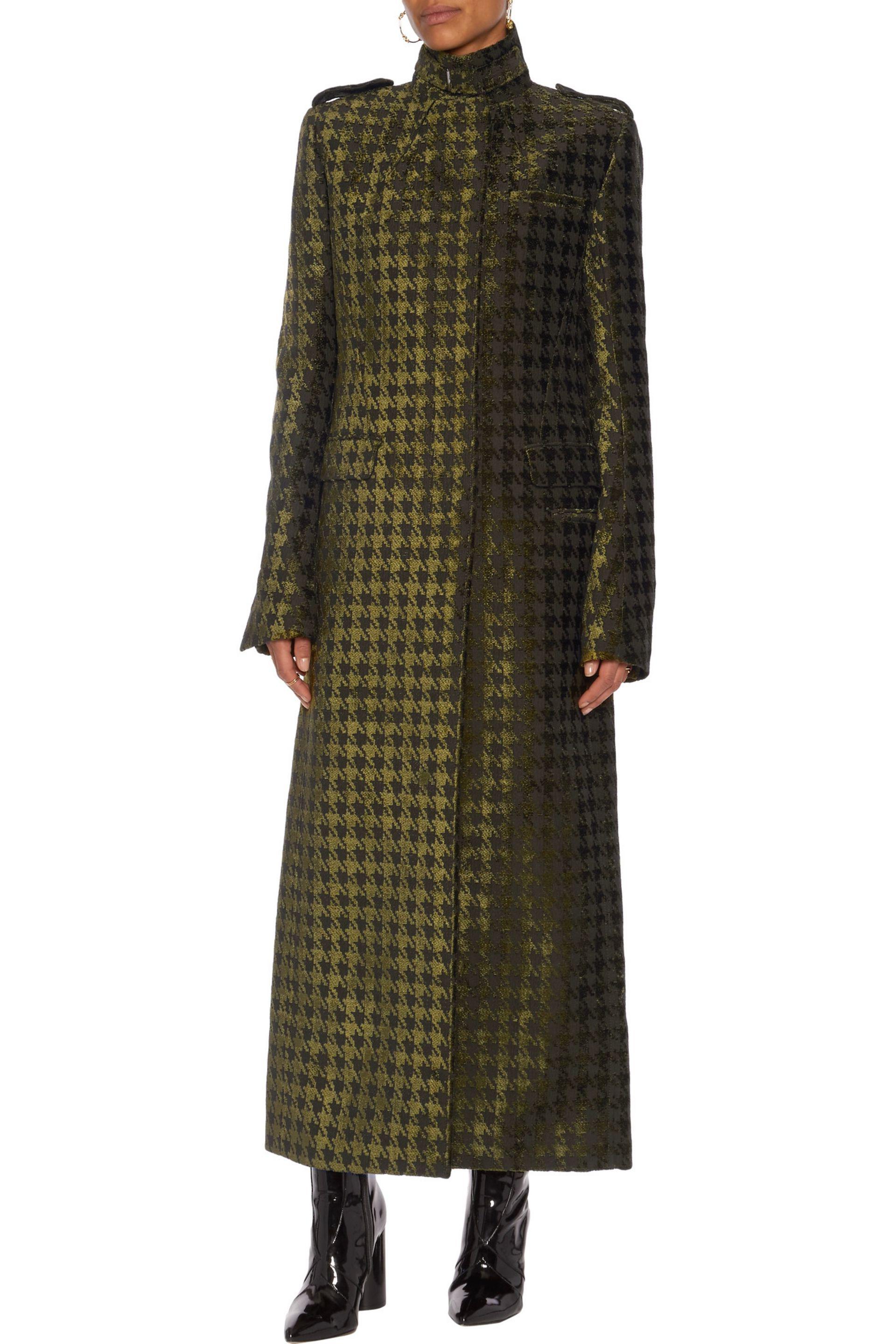 green houndstooth coat