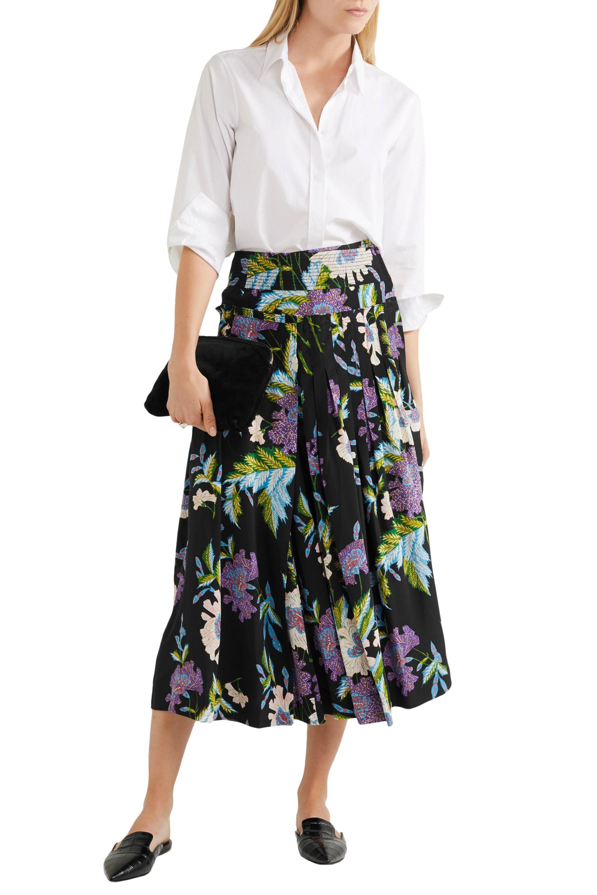 Diane von Furstenberg Pleated Printed Silk Crepe De Chine Wrap Skirt in