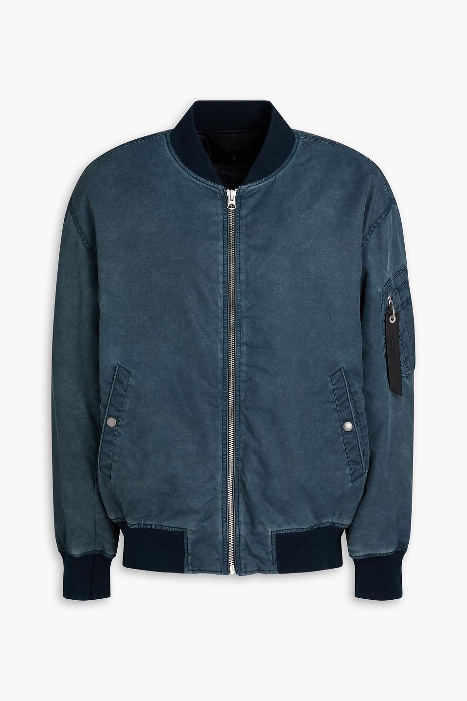 Rag Bone Manston Acid-Wash Twill Bomber Jacket in Blue for Men