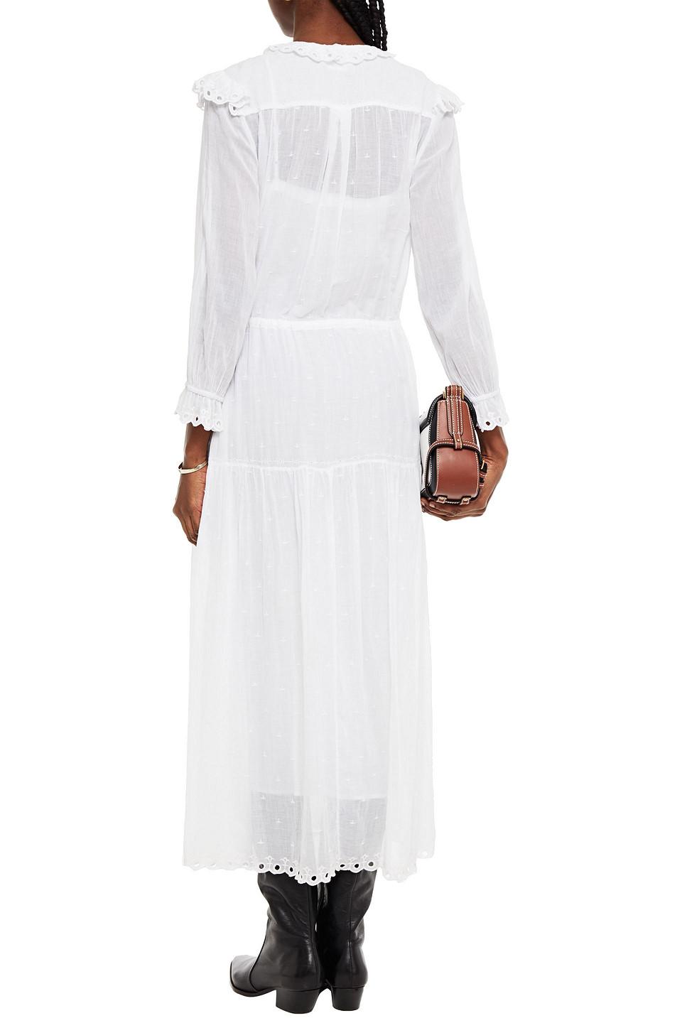 Étoile Isabel Marant Embroidered Gathered Cotton-voile Midi Dress Étoile Isabel Marant Embroidered Gathered Cotton-voile Midi Dress