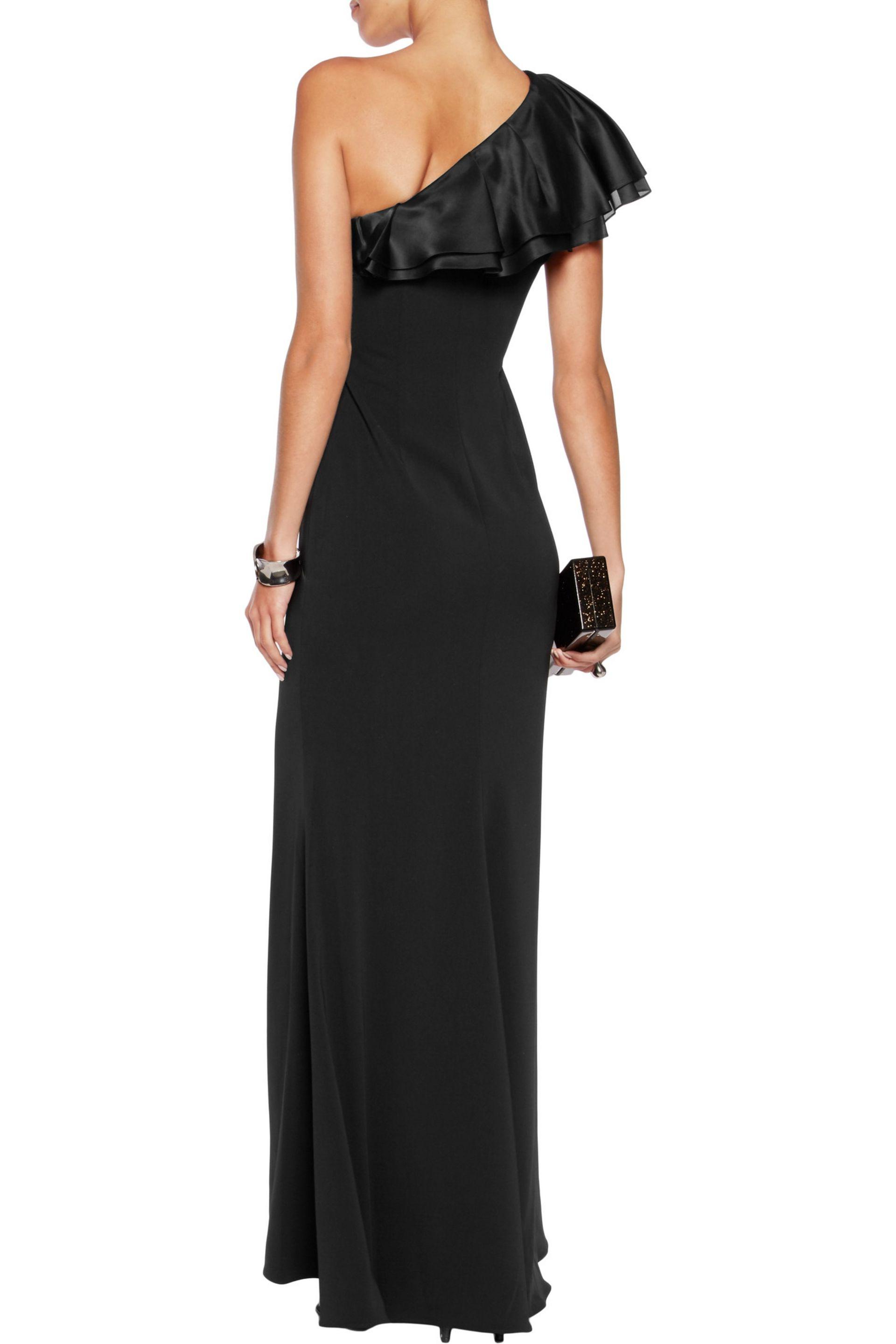 badgley mischka ruby one shoulder gown