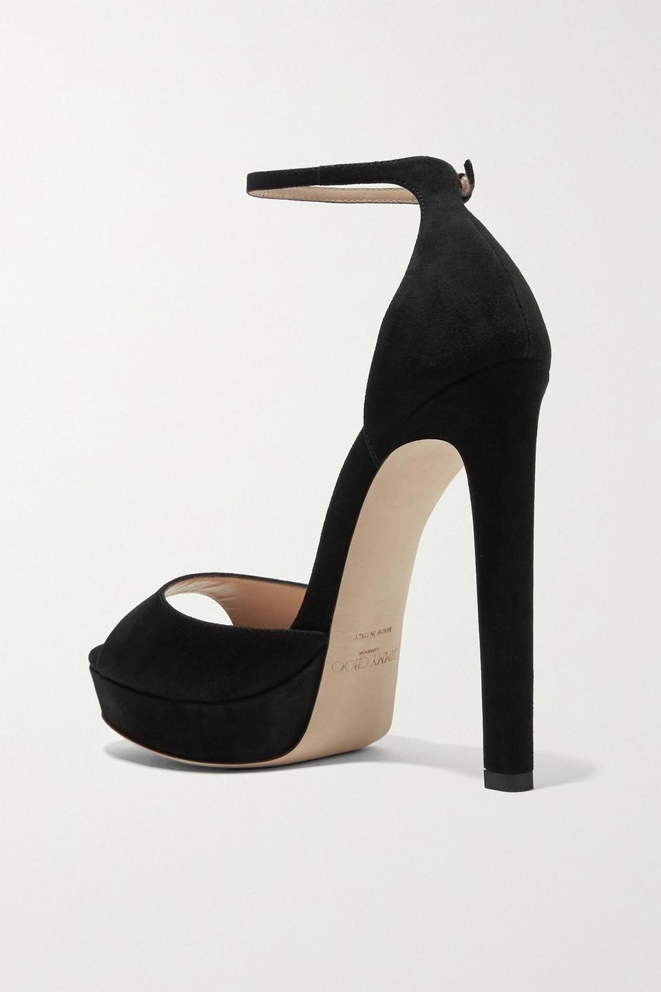 Jimmy Choo Pattie 130 Suede Platform Sandals in Black Lyst UK