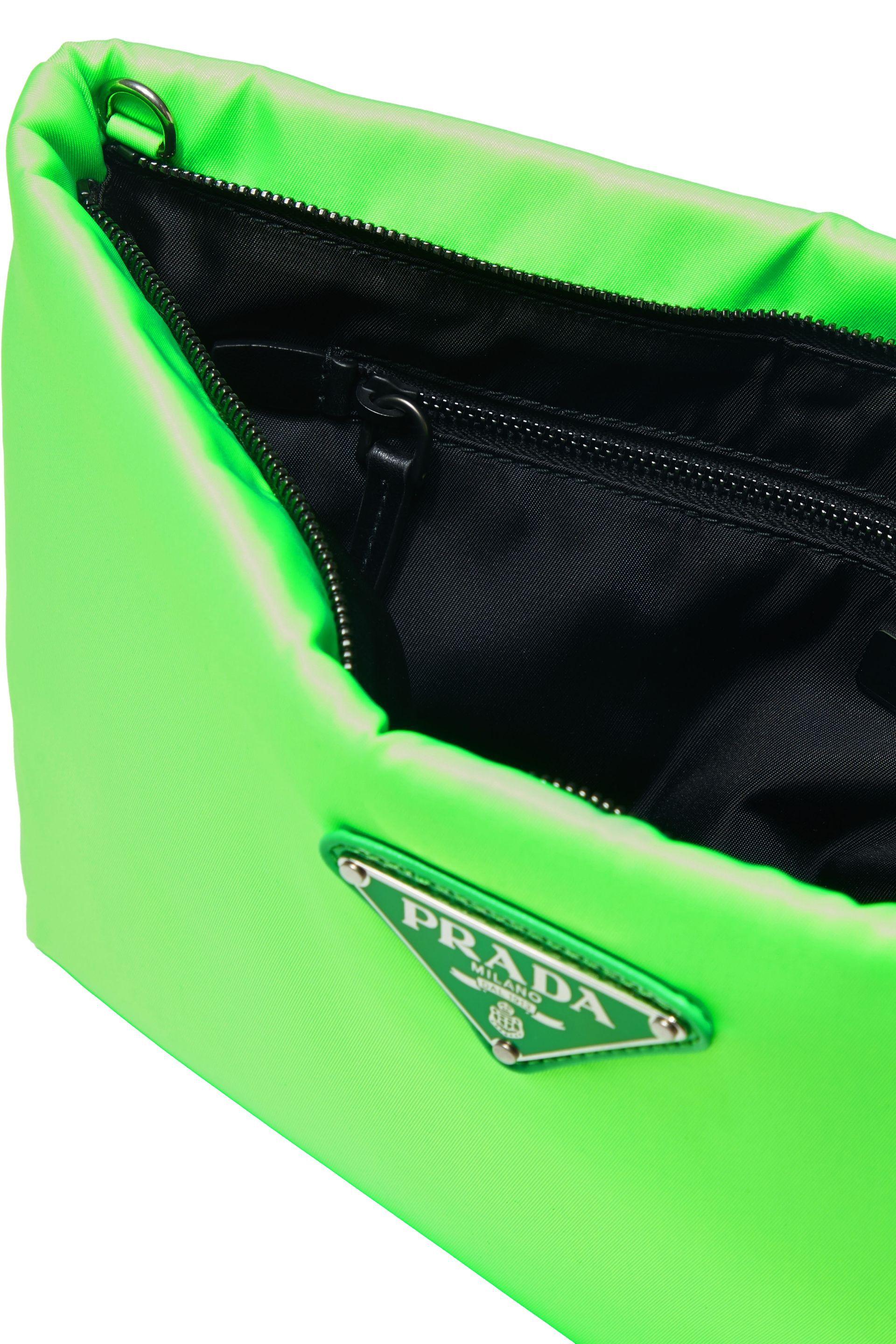 Prada Clutch Padded Nylon 2 Neon Green | Lyst