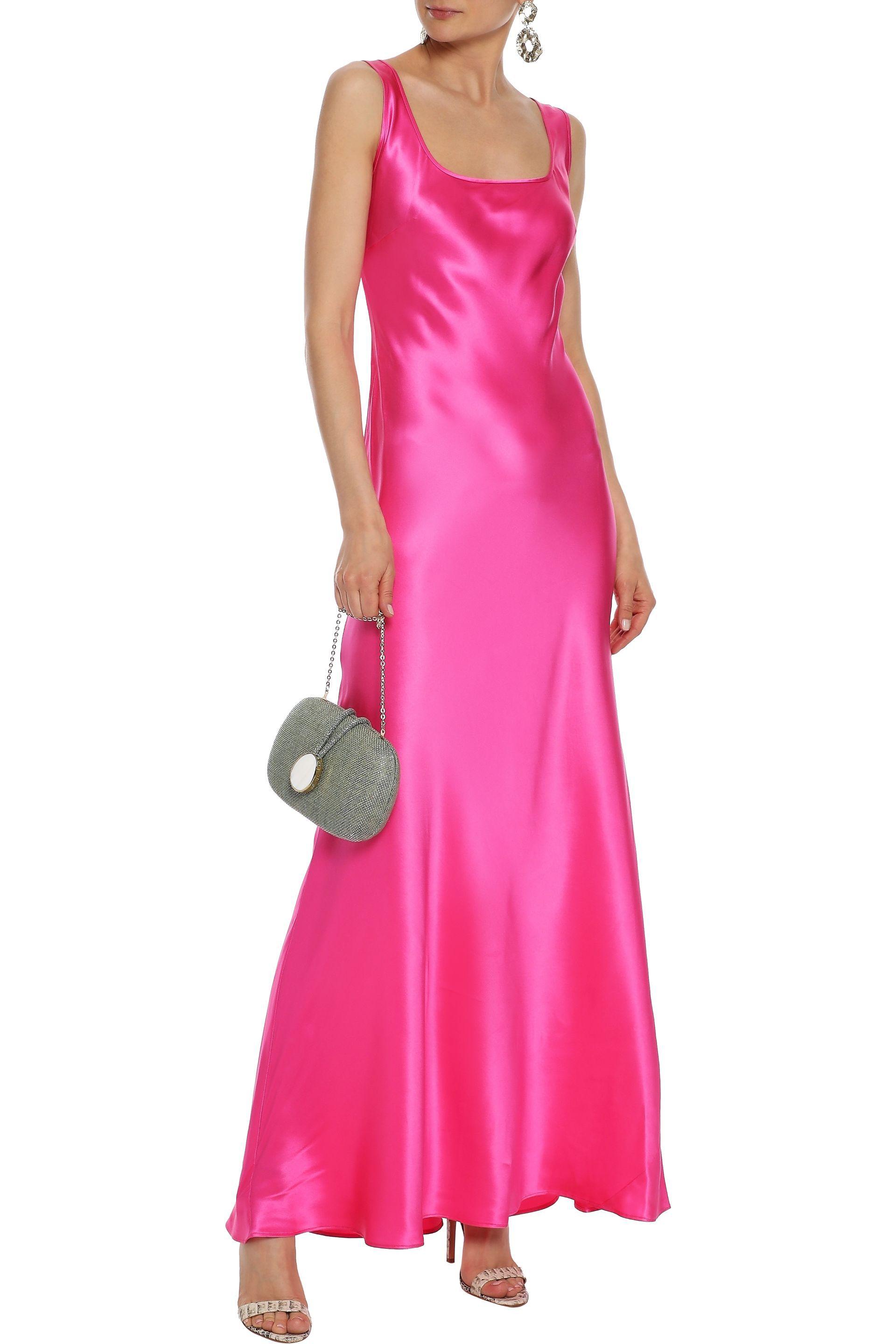 bright pink satin dress