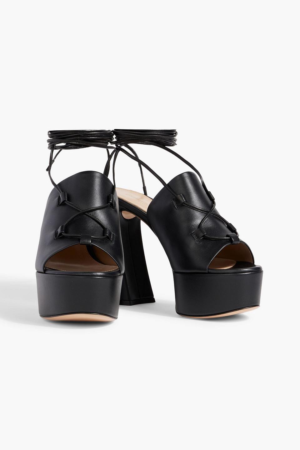 Gianvito Rossi Holly Lace-up Leather Platform Sandals in