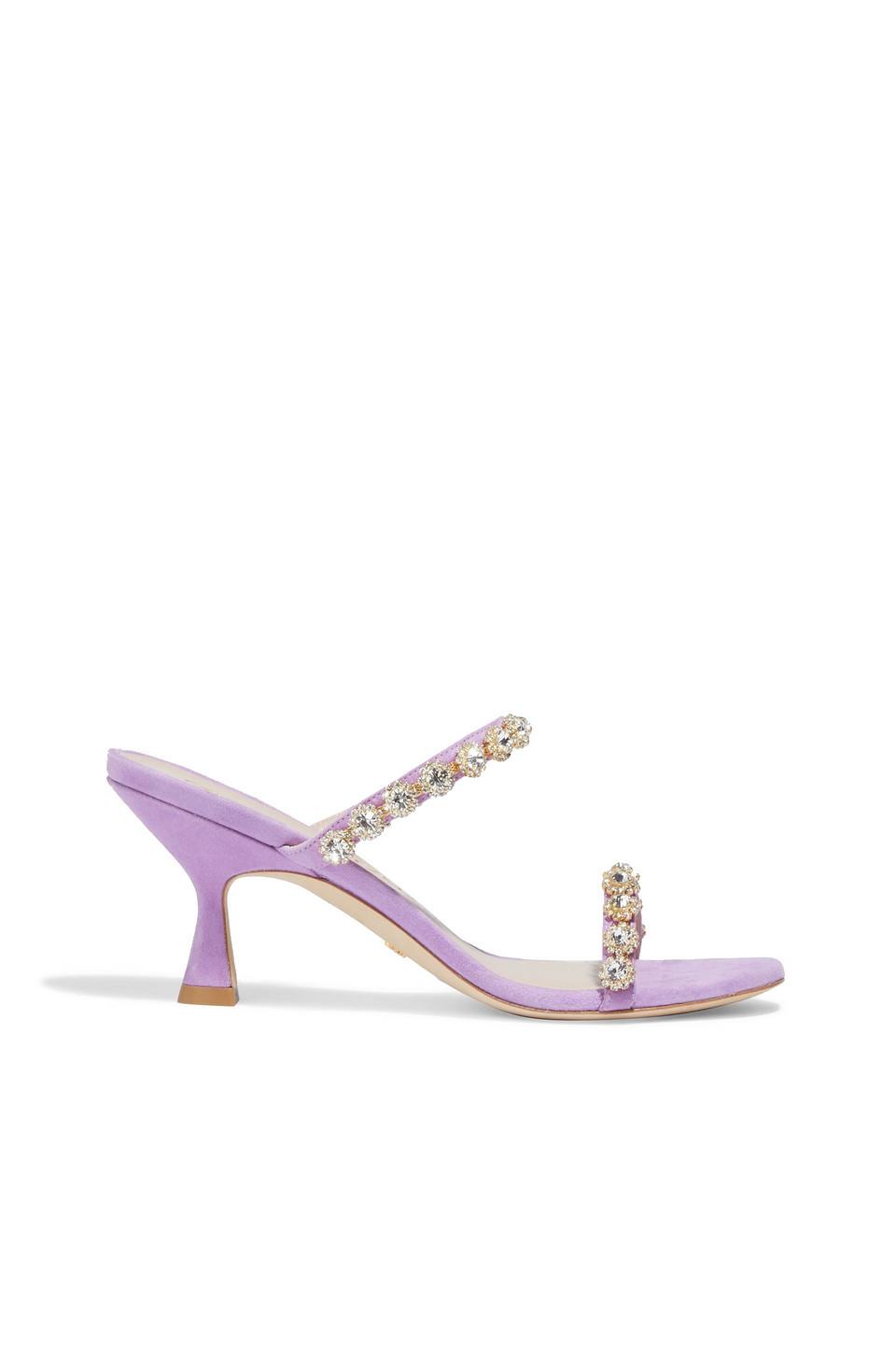 Stuart Weitzman Marletta 75 Crystal-embellished Suede Sandals in Purple ...