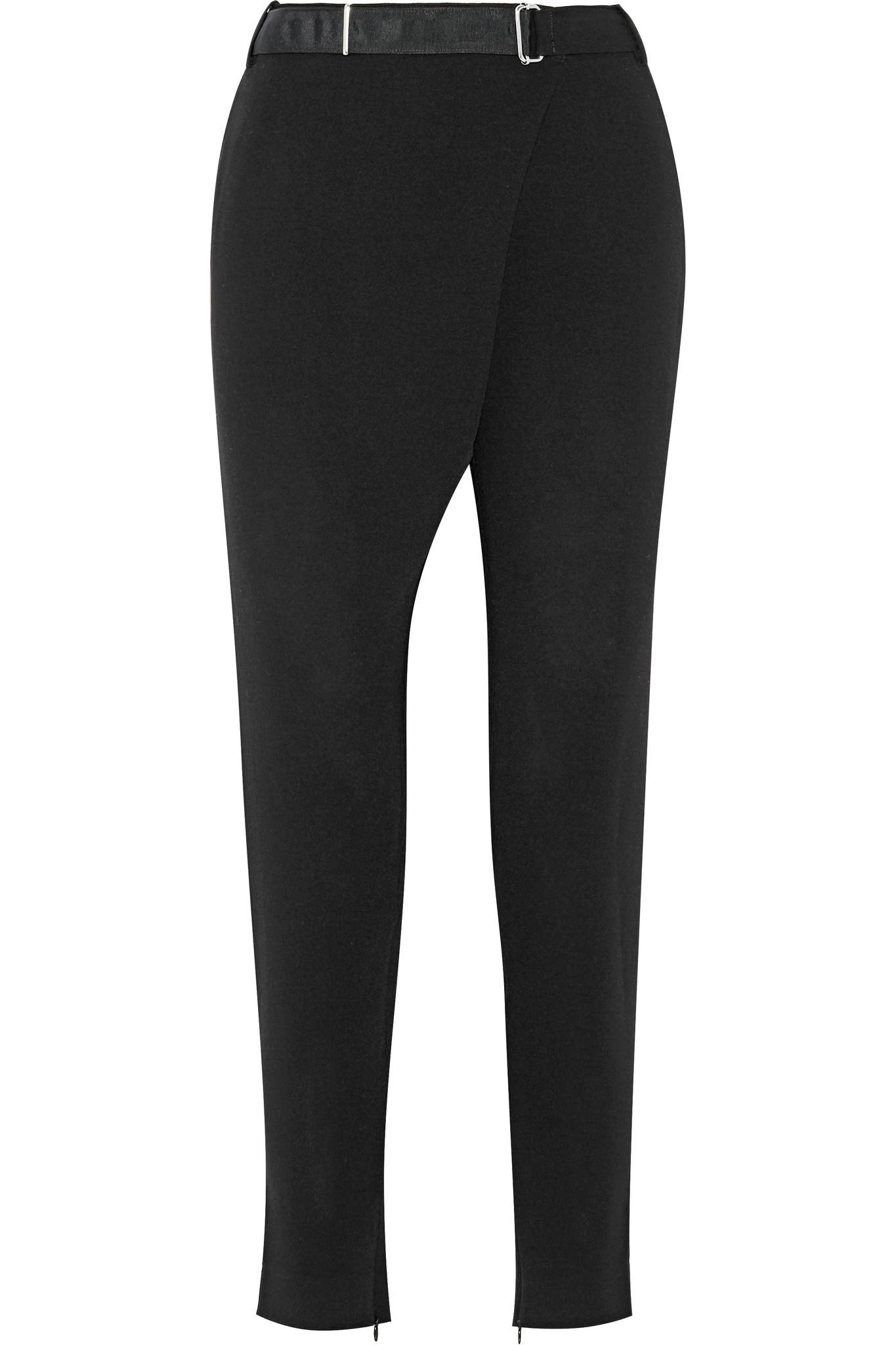 By Malene Birger Synthetic Vengalia Wrap-effect Crepe Tapered Pants in  Black - Lyst