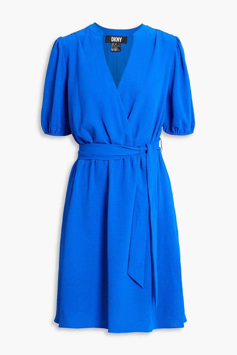 dkny wrap dress blue