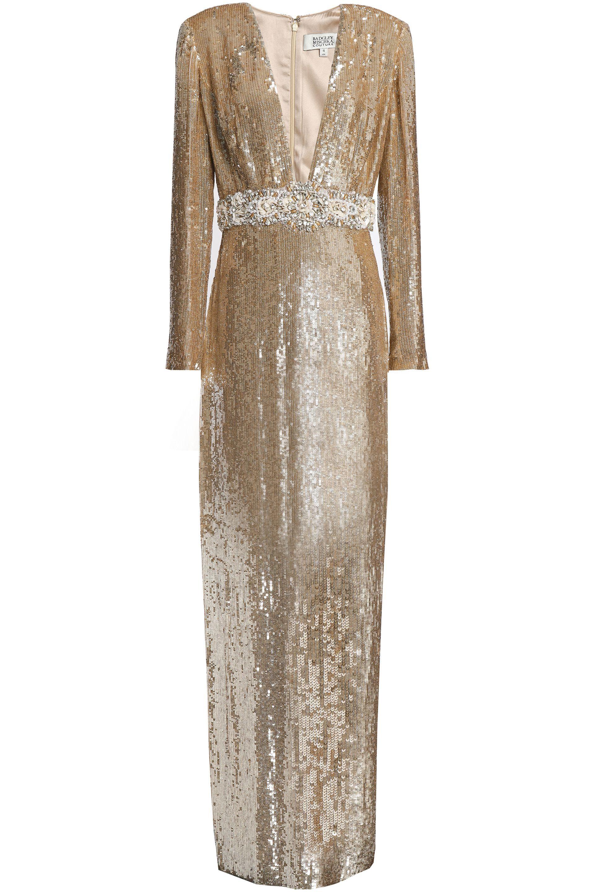 badgley mischka gold gown