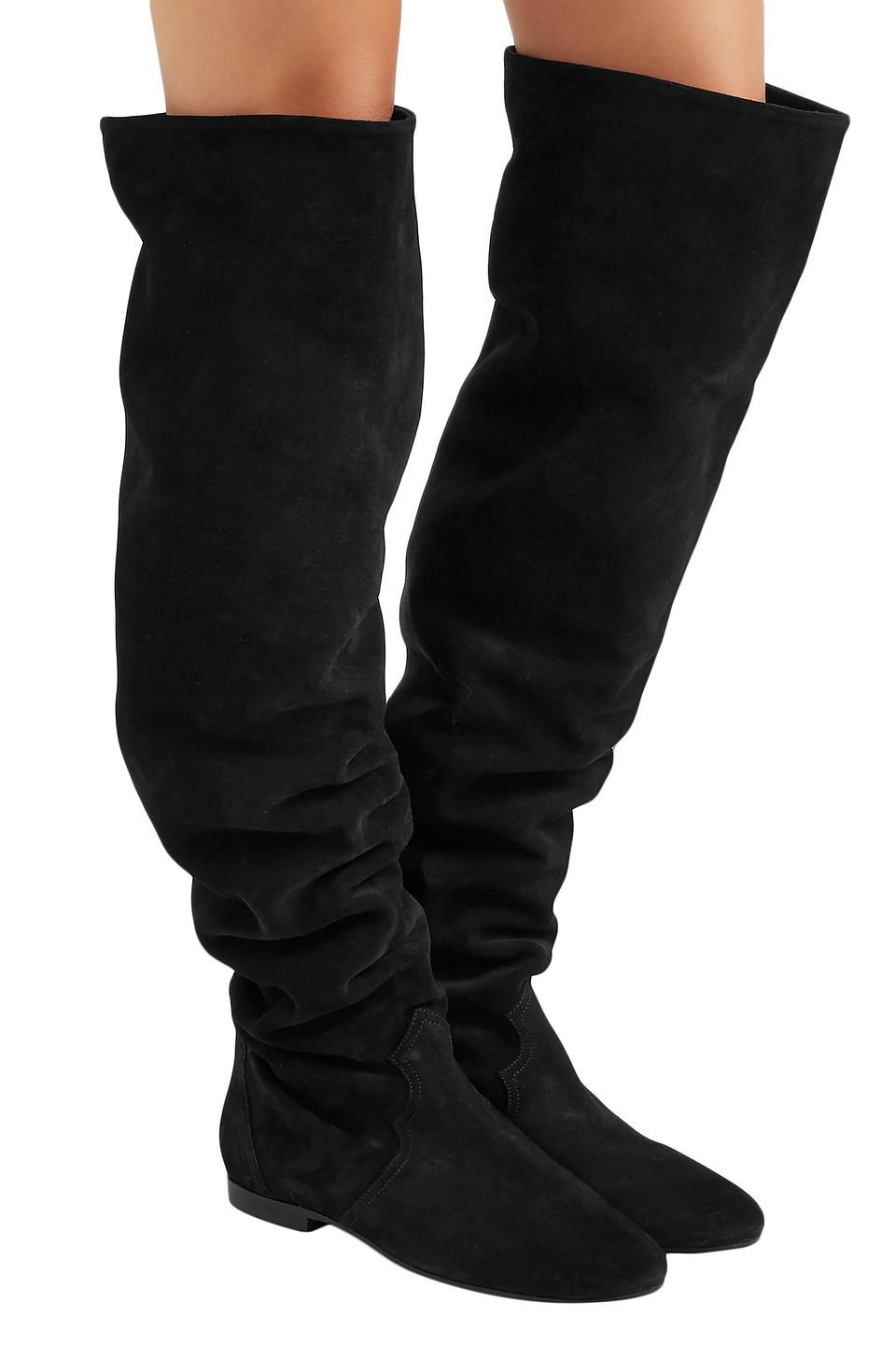Isabel Marant Ranald Suede Over the knee Boots in Black Lyst Australia
